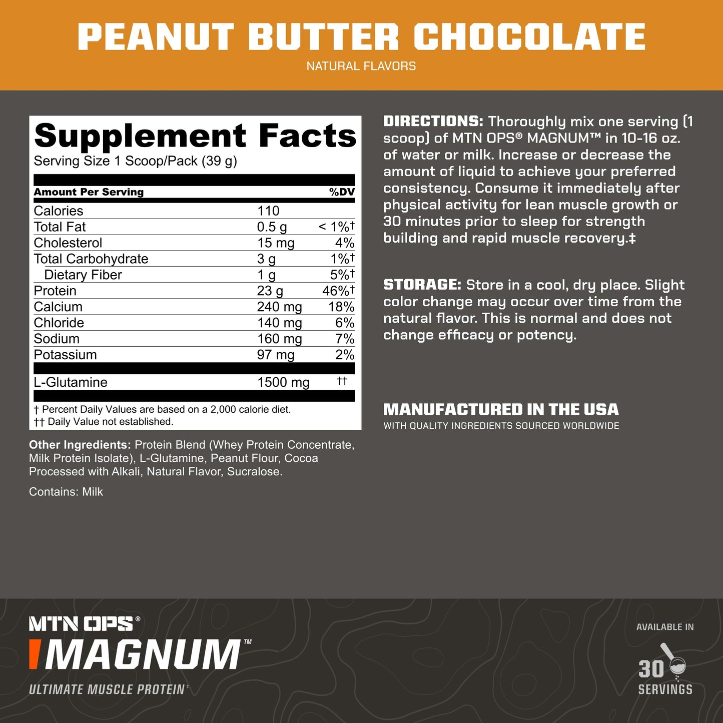 MTN OPS Magnum Whey Protein Powder Peanut Butter Chocolate 41.4 oz