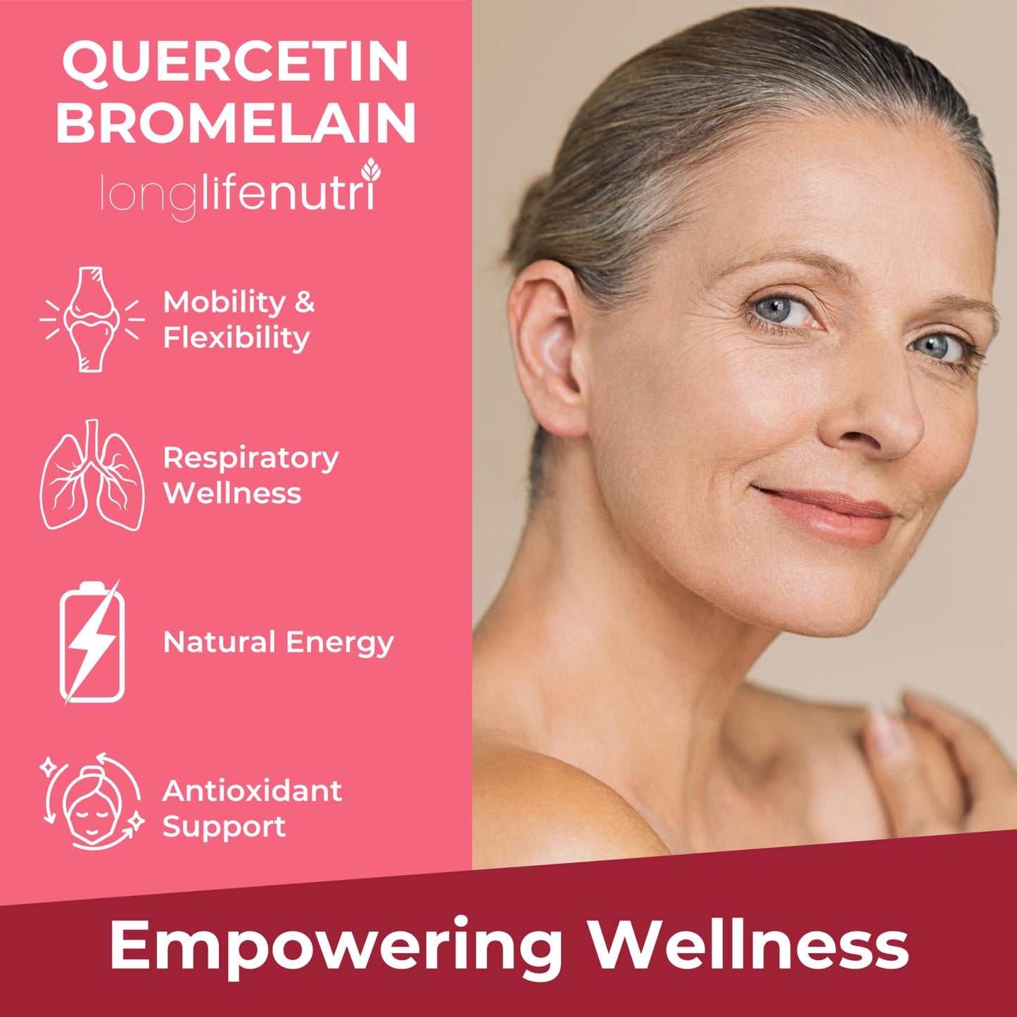 LongLifeNutri Quercetin 1000mg with Bromelain 200mg 120 Capsules