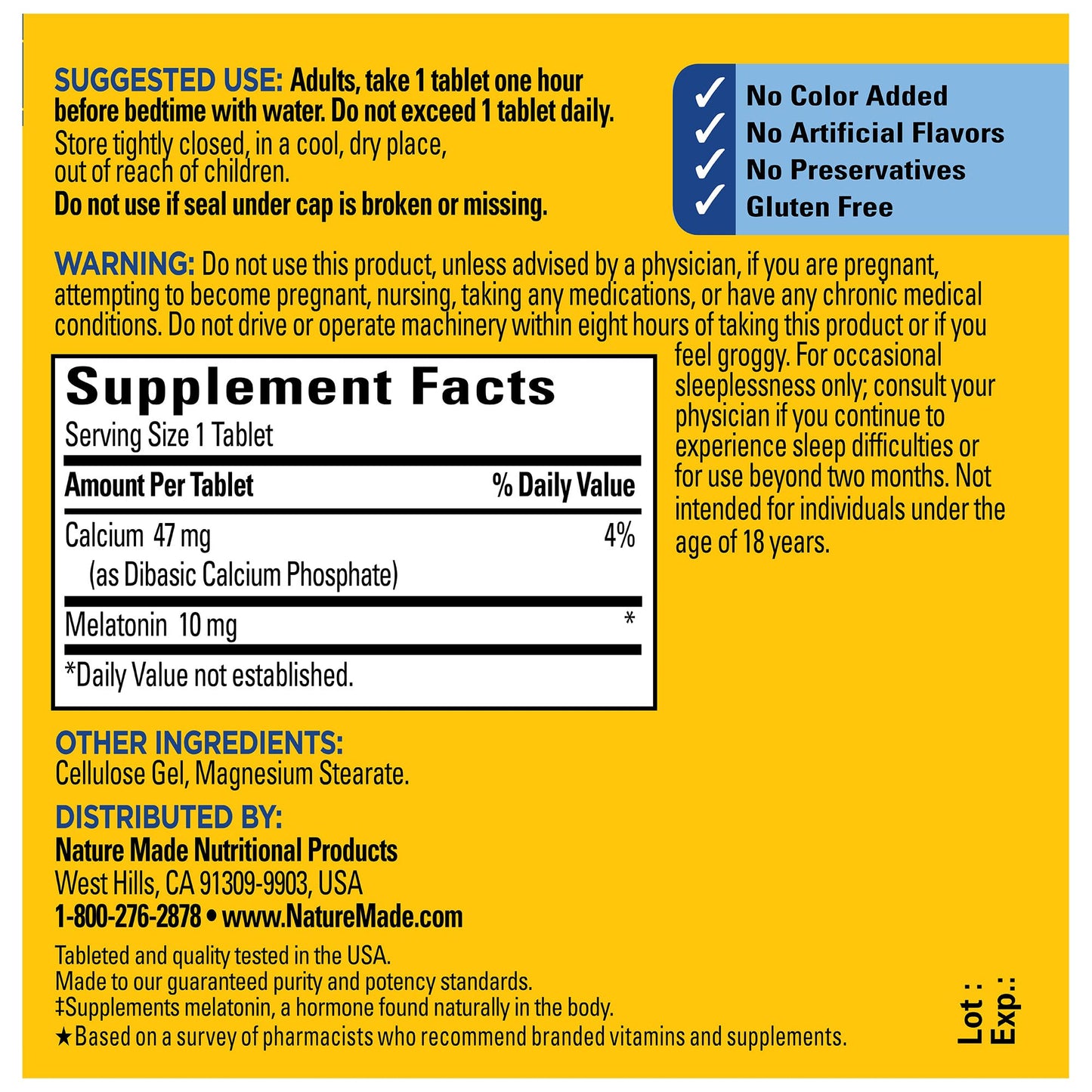 Nature Made Melatonin 10 mg Extra Strength Tablets, 30 Tablets