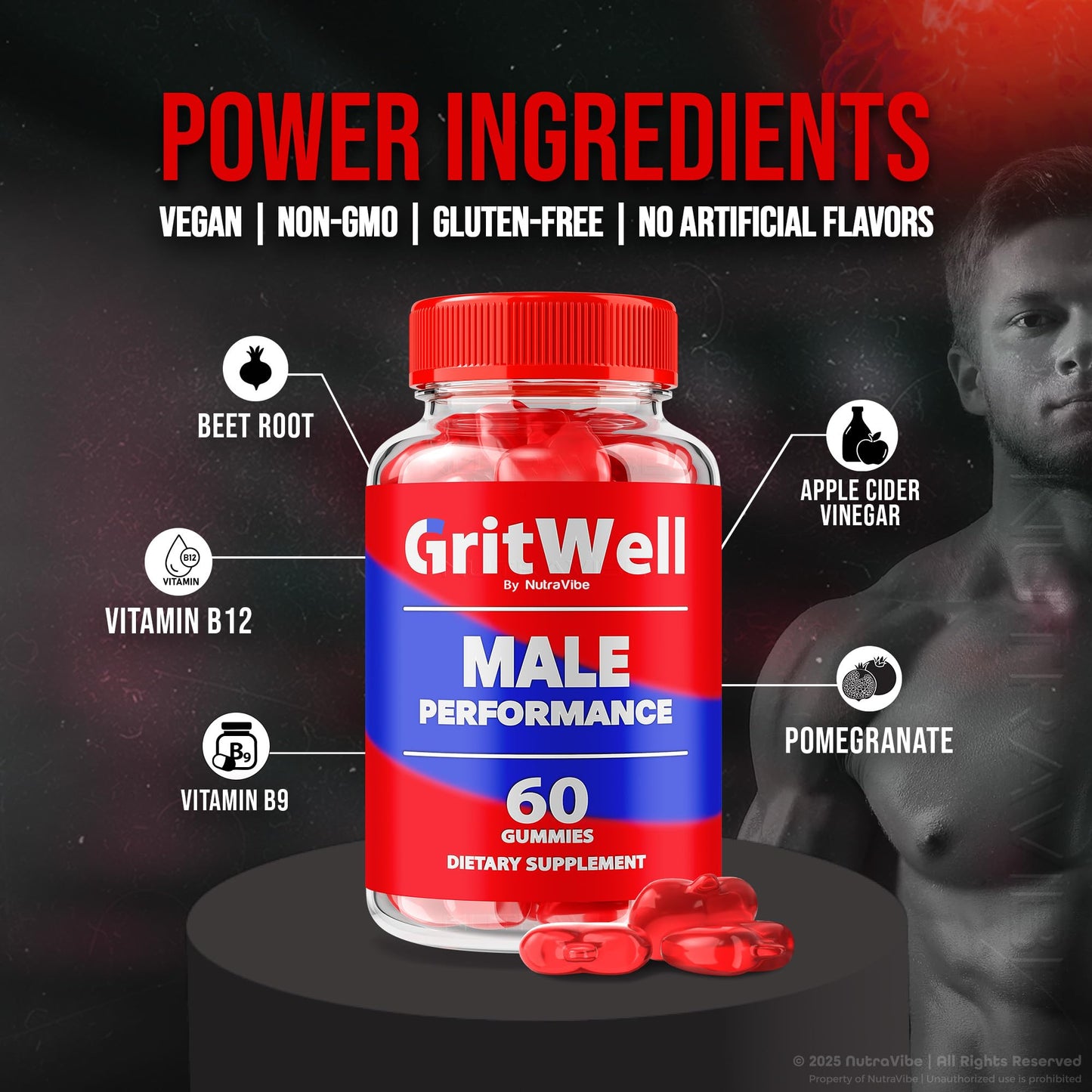 NutraVibe GritWell Gummies 120 Gummies