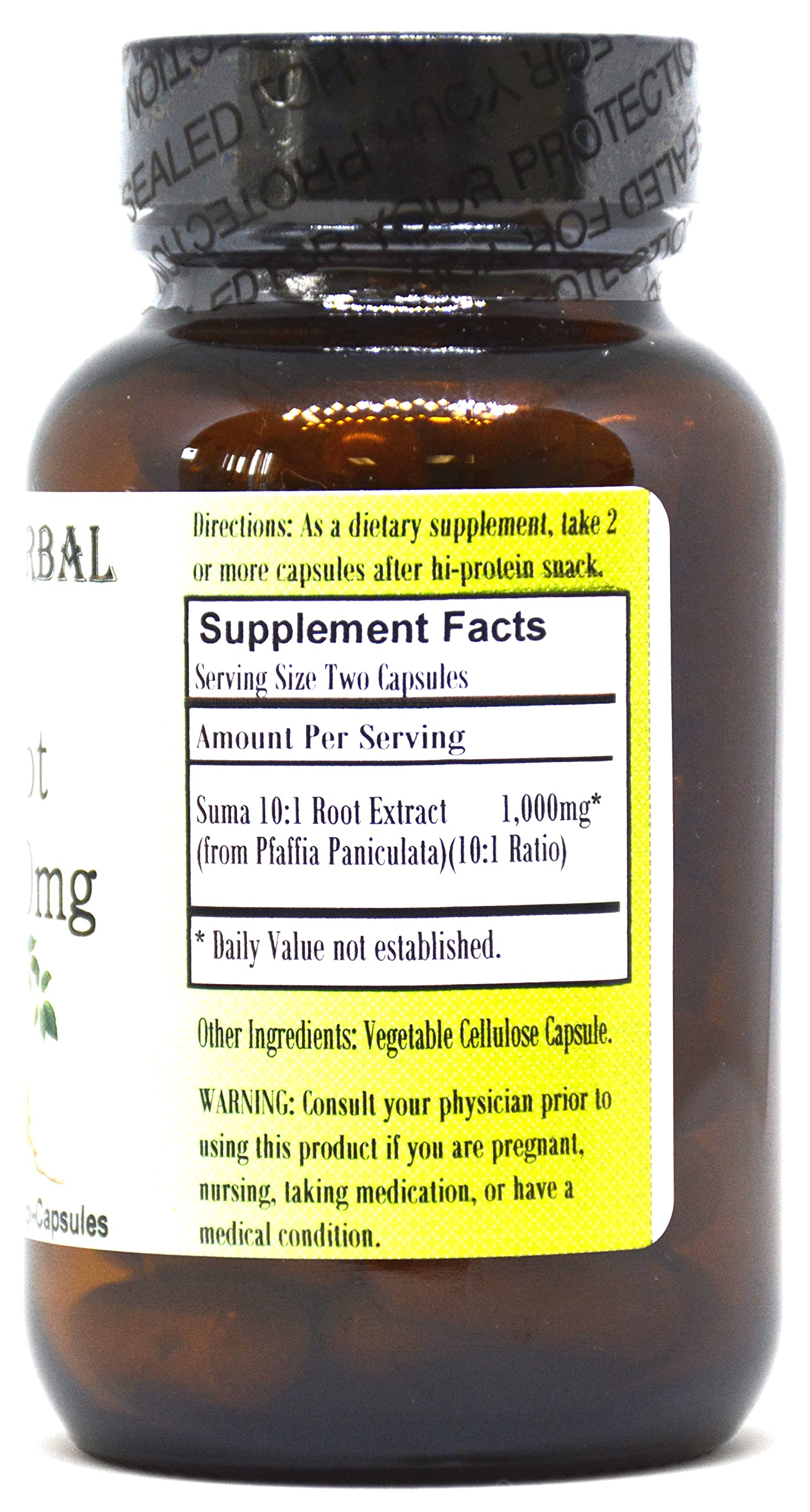 Barlowe's Herbal Elixirs Suma Root Extract Supplement Pfaffia Paniculata 10:1 Concentrated Extract 500mg Per Capsule, 60 Capsules