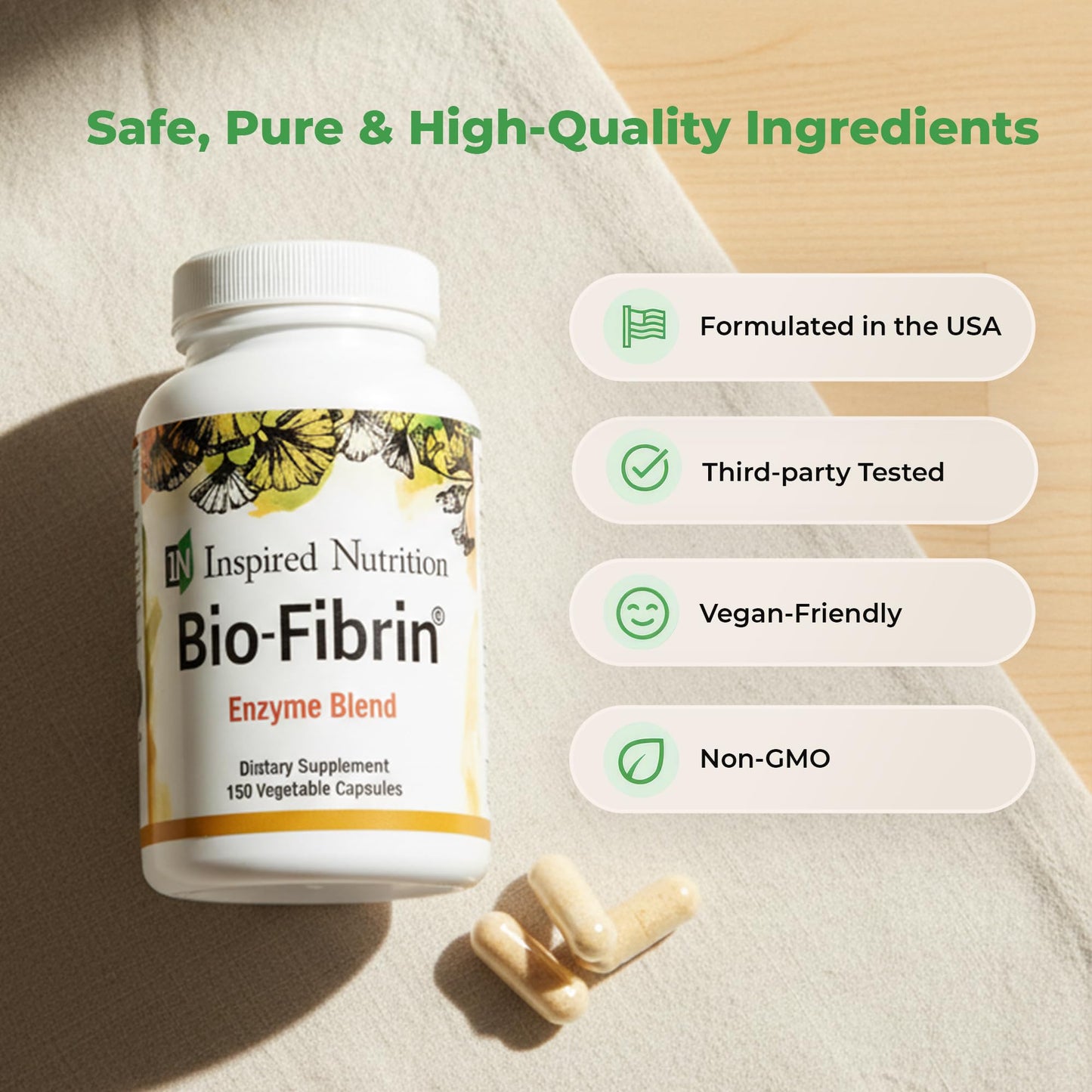 Inspired Nutrition Bio-Fibrin Multi-Enzyme Formula Capsule 150 Count
