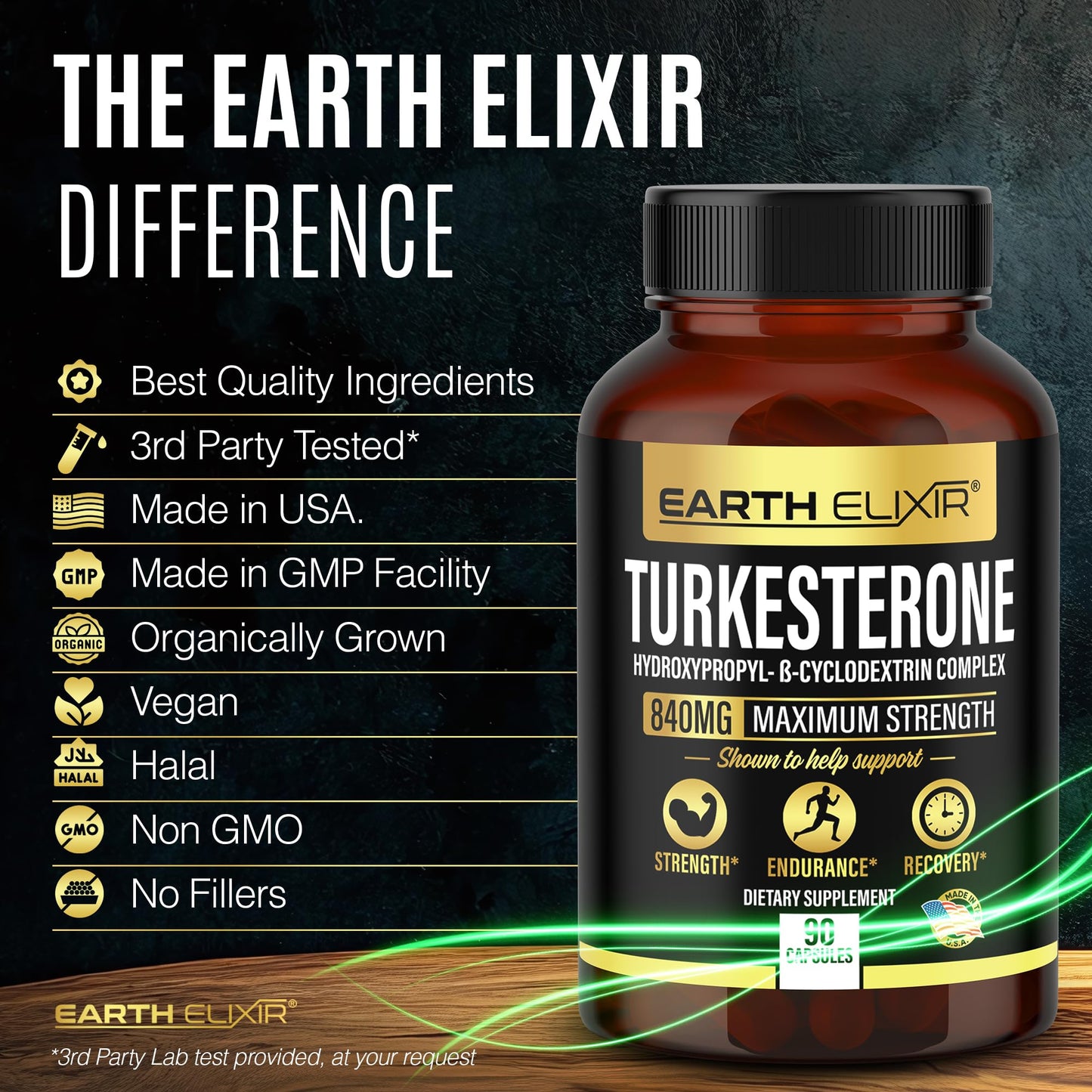 Earth Elixir Turkesterone 840 mg Capsule 90 Count