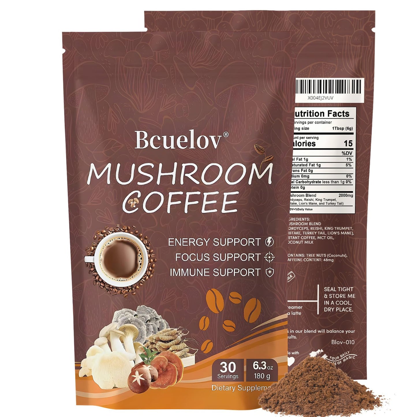 Bcuelov Mushroom Coffee Powder 12.7 oz