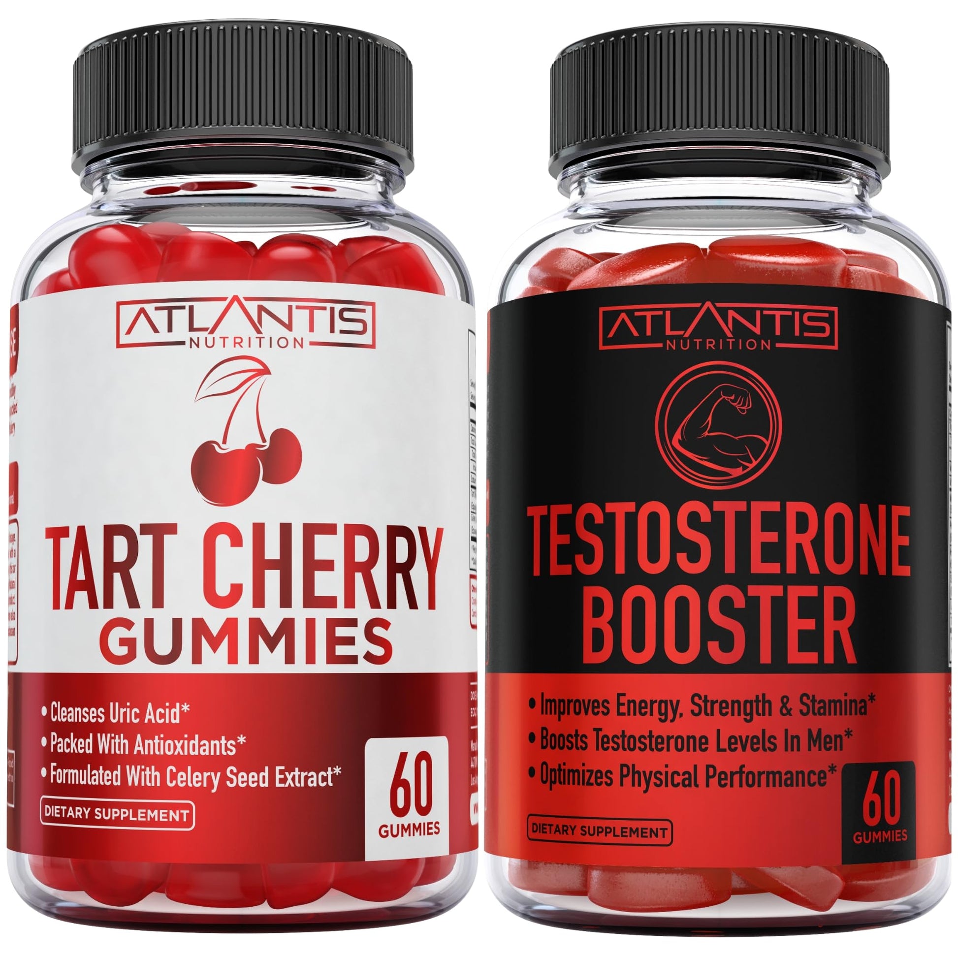 Atlantis Nutrition Tart Cherry Gummies + Testosterone Booster, 120 Gummies