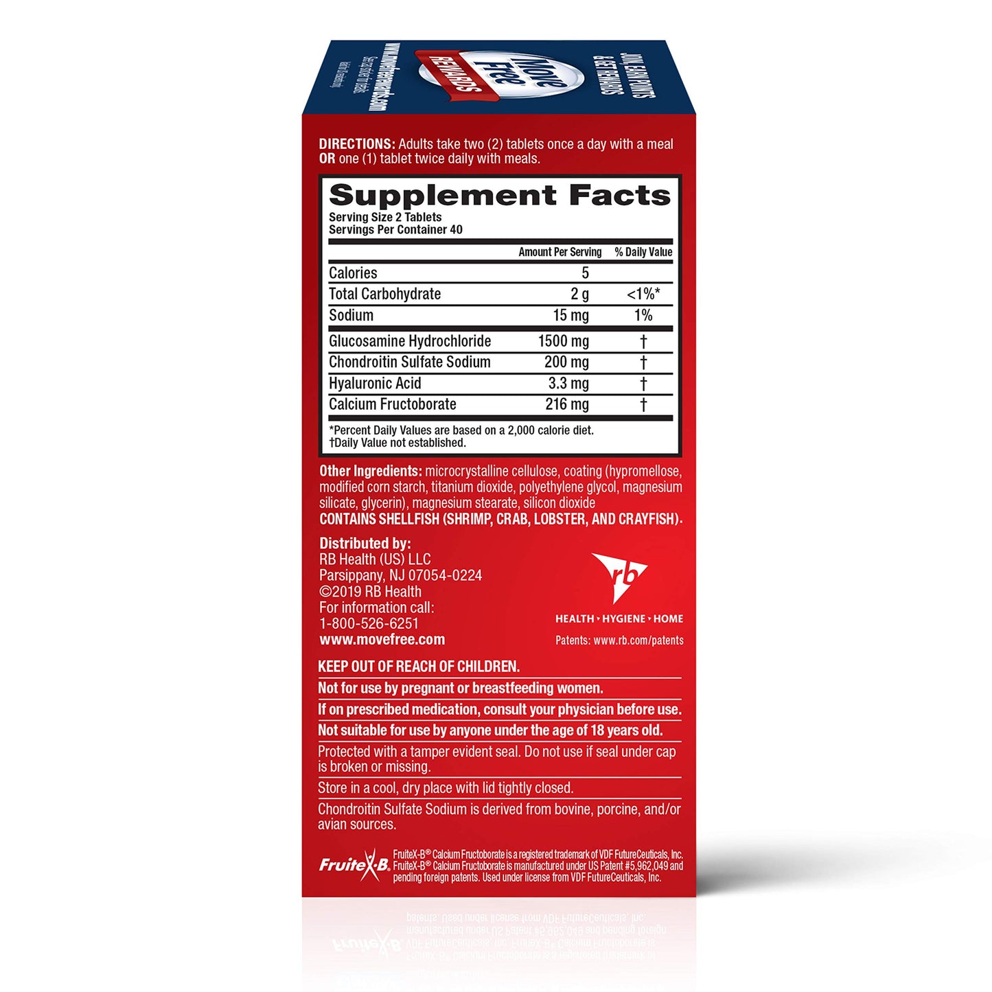 Move Free Triple Strength Glucosamine Chondroitin and Hyaluronic Acid Joint Supplement Tablet, 80 Count