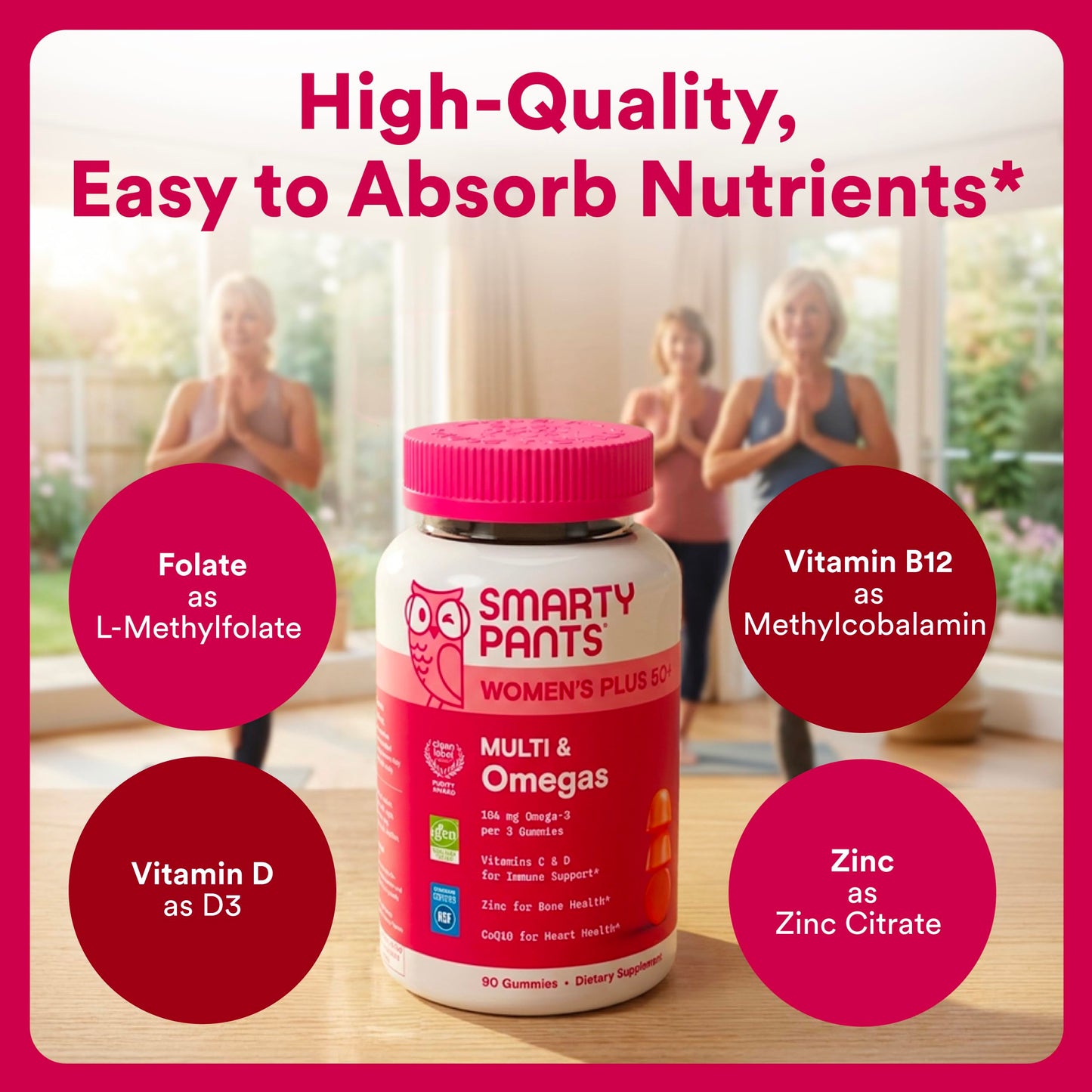 SmartyPants Women's Plus 50+ Multi & Omegas Gummies, 1 Count