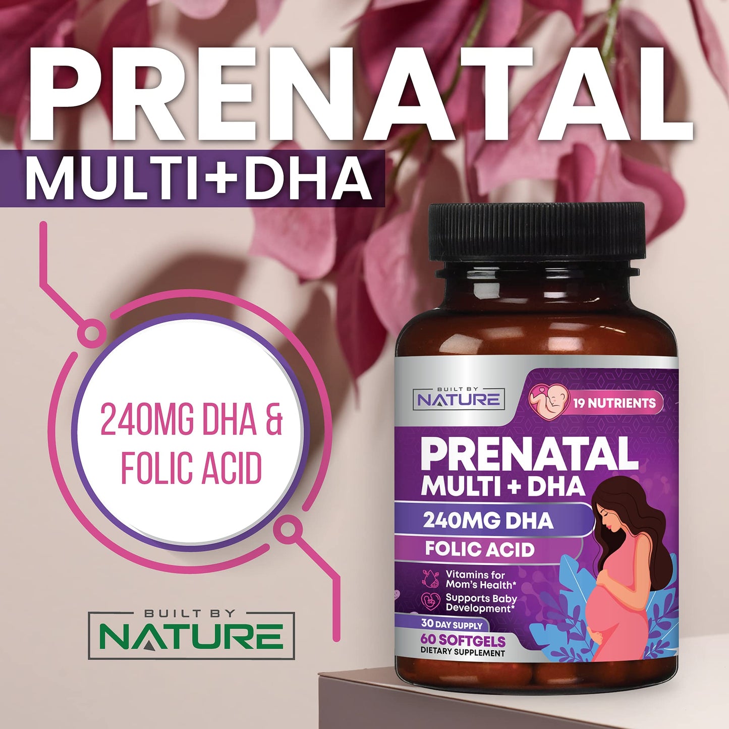 Built by Nature Prenatal Vitamins for Women Softgels, 60 Count