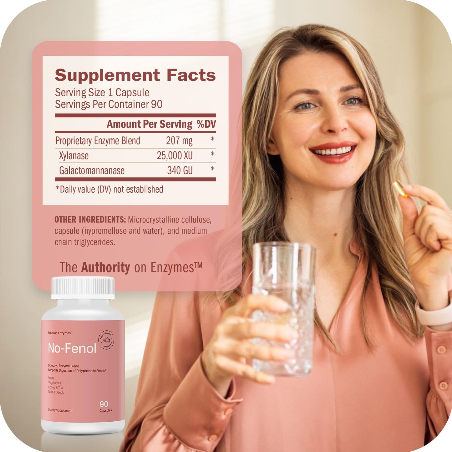 Houston Enzymes No-Fenol Digestive Enzyme Supplement Capsules 90
