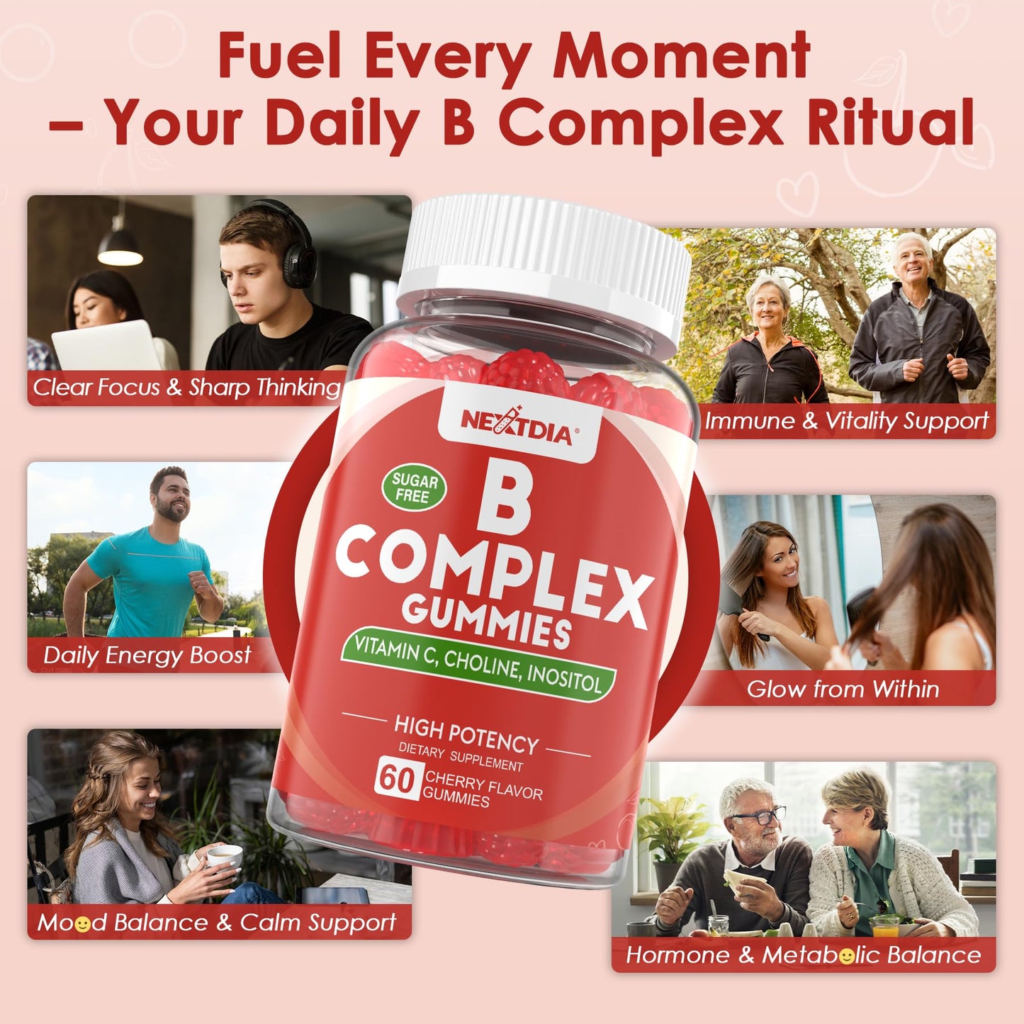 Nextdia Methylated Vitamin B Complex Gummies 60 Count
