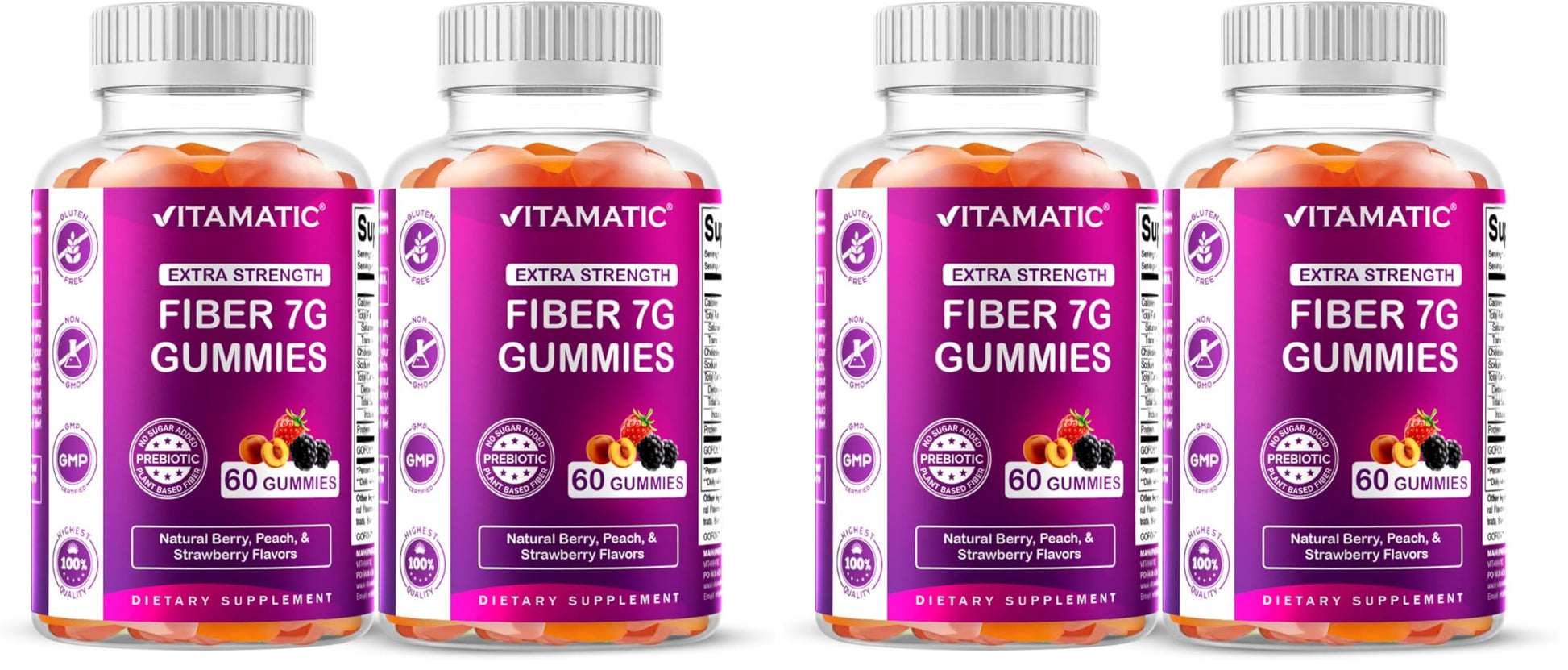 Vitamatic Prebiotic Fiber Gummies for Adults, 240 Gummies