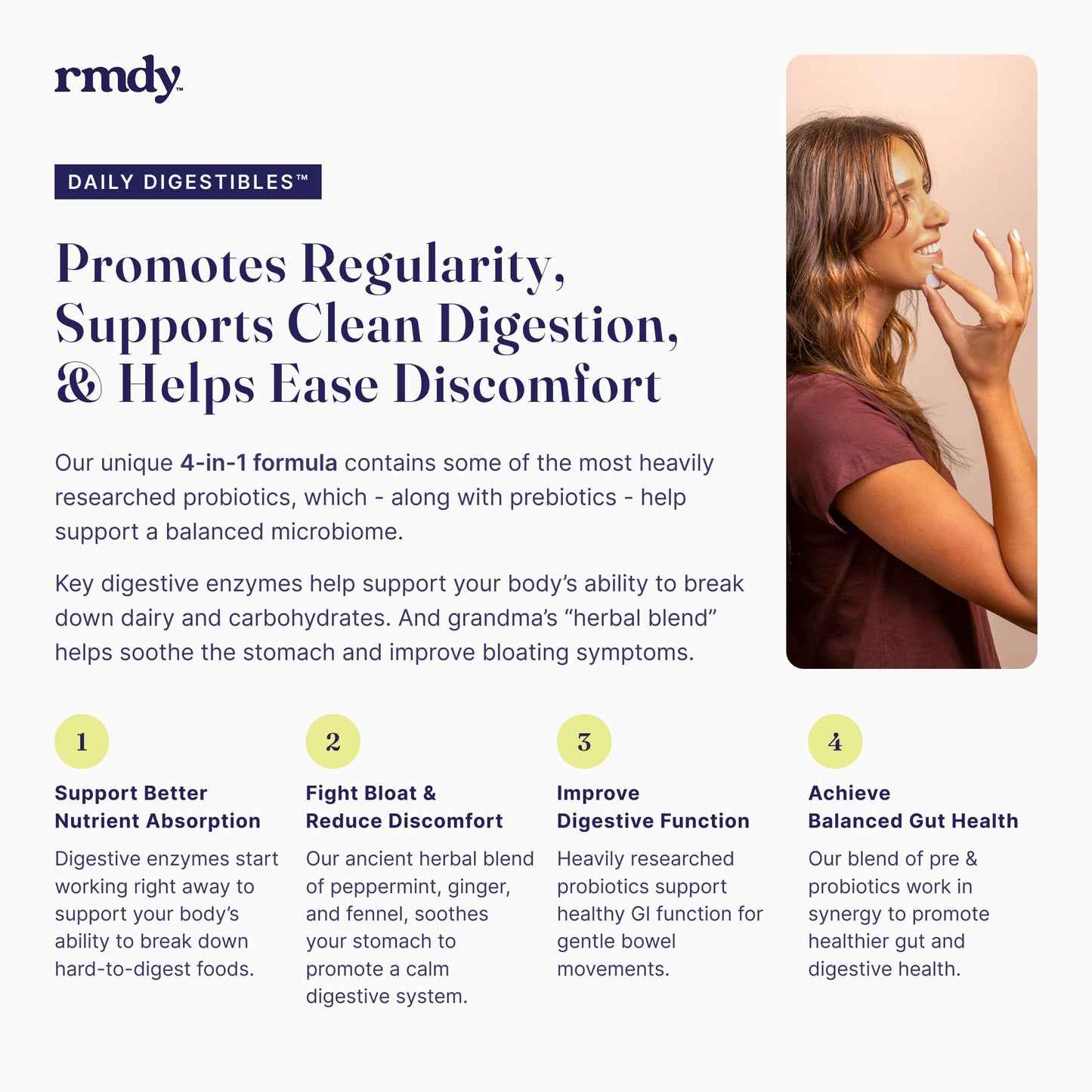 rmdy Constipation, Bloating, & Gas Relief | Relief from Diarrhea, & IBS | Probiotic for Digestive Health & Gut, 30 Capsules