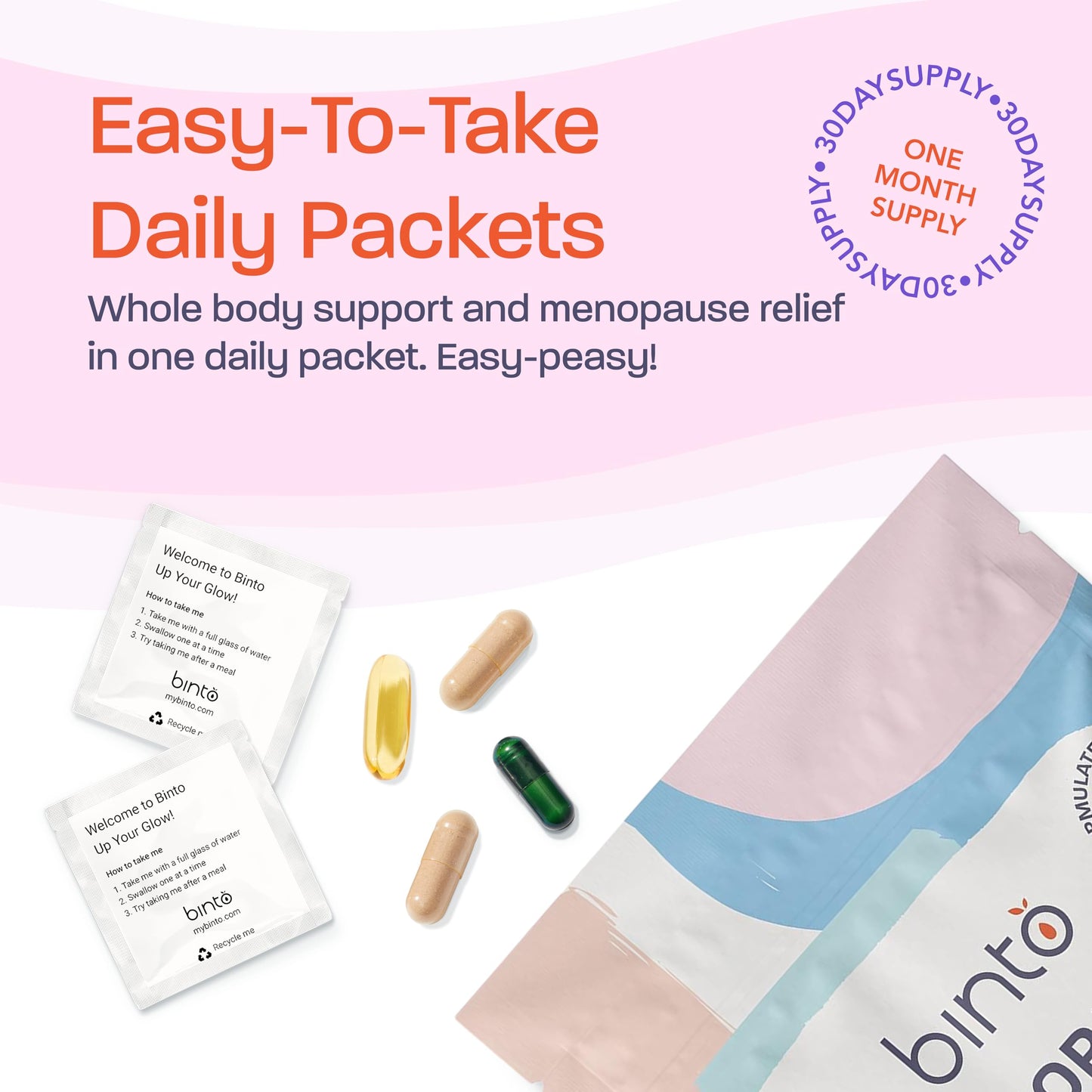 Binto Complete 4-in-1 Multi-Symptom Menopause Relief Kit Capsules, 30 Count