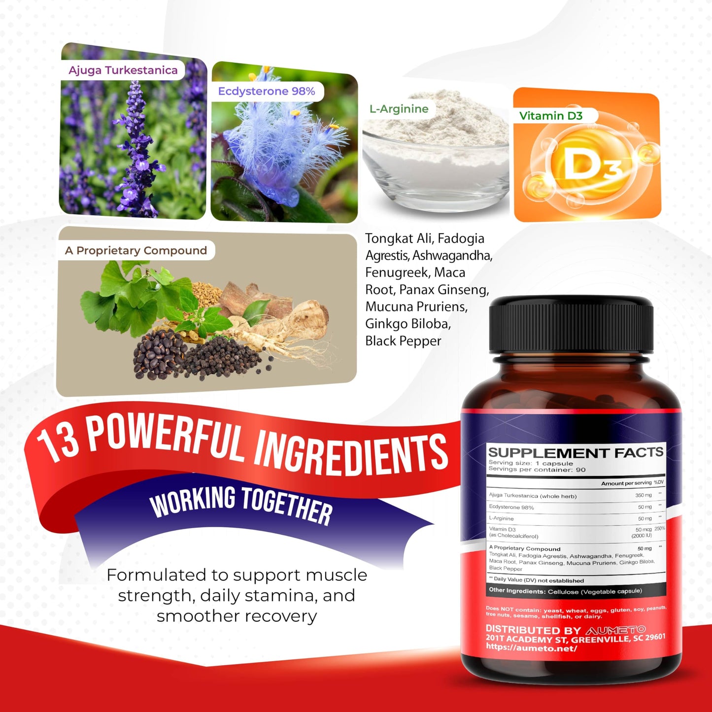 AUMETO Turkesterone Supplement 90 Capsules