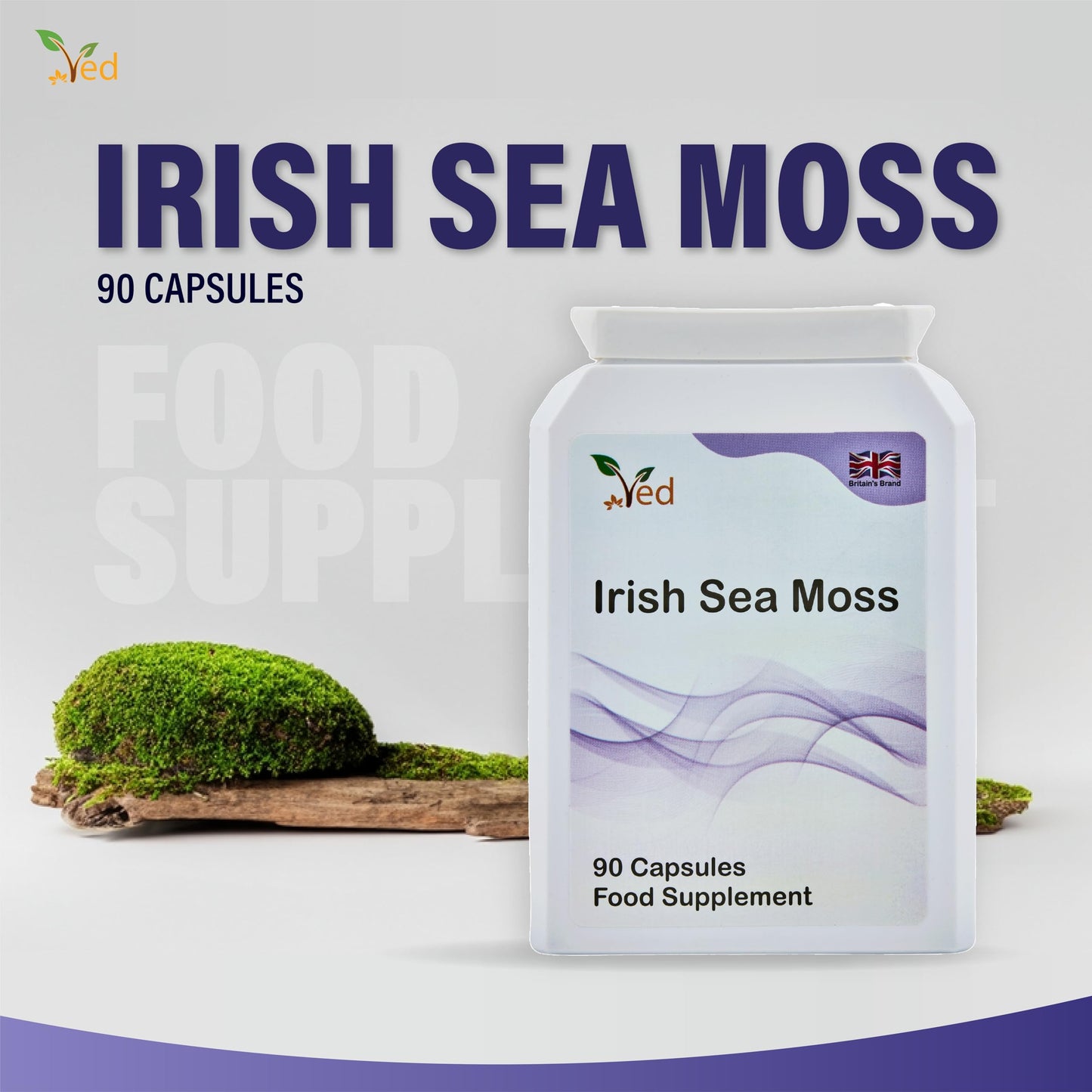 Ved Organic Irish Sea Moss (Chrondrus crispus) 1200 mg Capsules, 90 Count