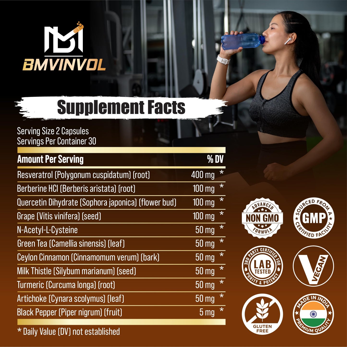 BMVINVOL Resveratrol Supplement Capsule, 60 Capsules