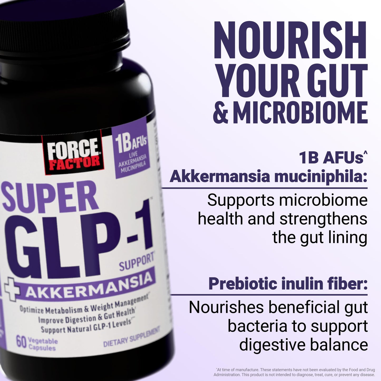 Force Factor Super GLP-1 Support + Akkermansia Probiotic, 60 Capsules