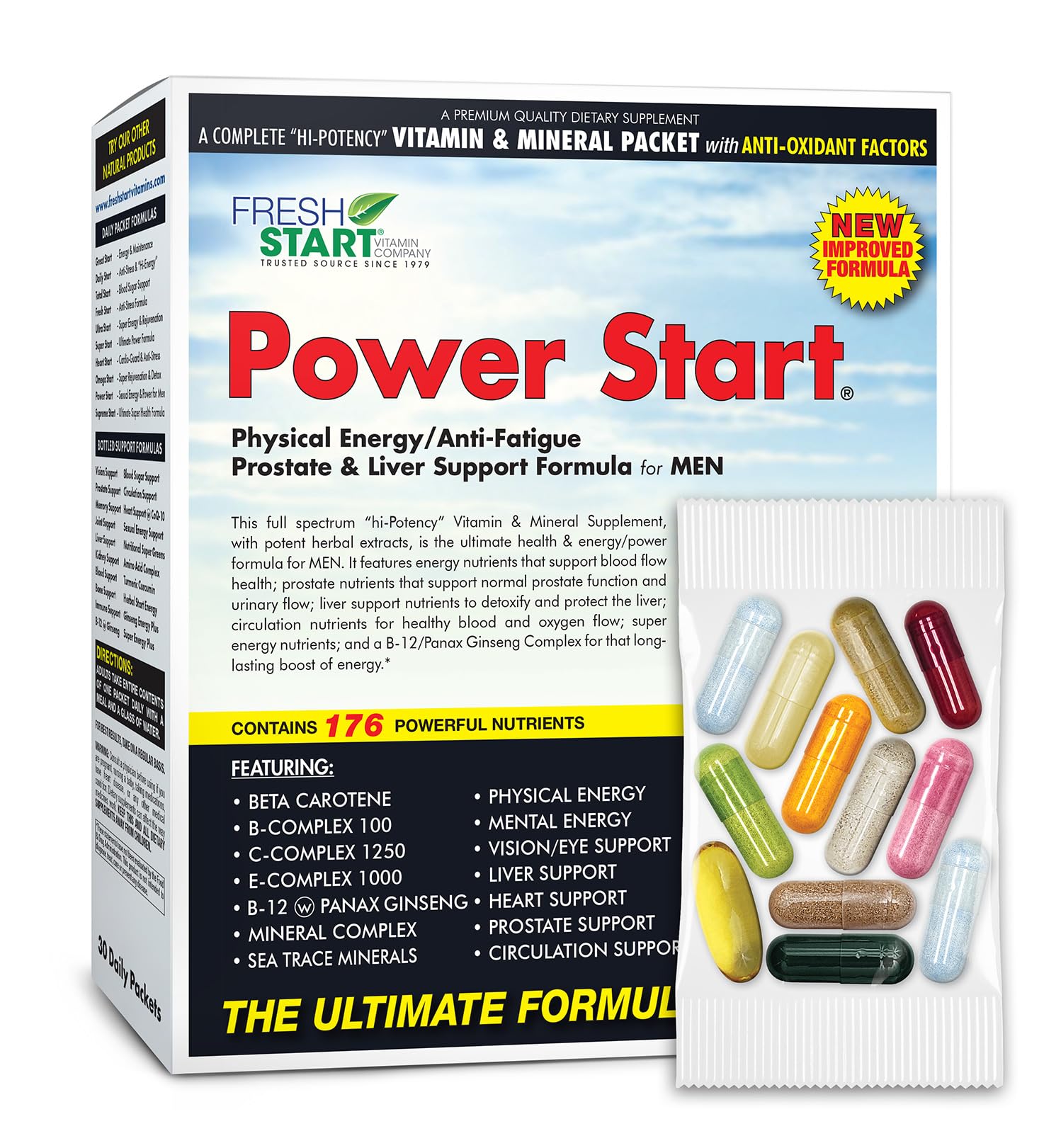 Fresh Start Power Start All-in-One Men's Daily Vitamin Pack Capsule, 30 Count