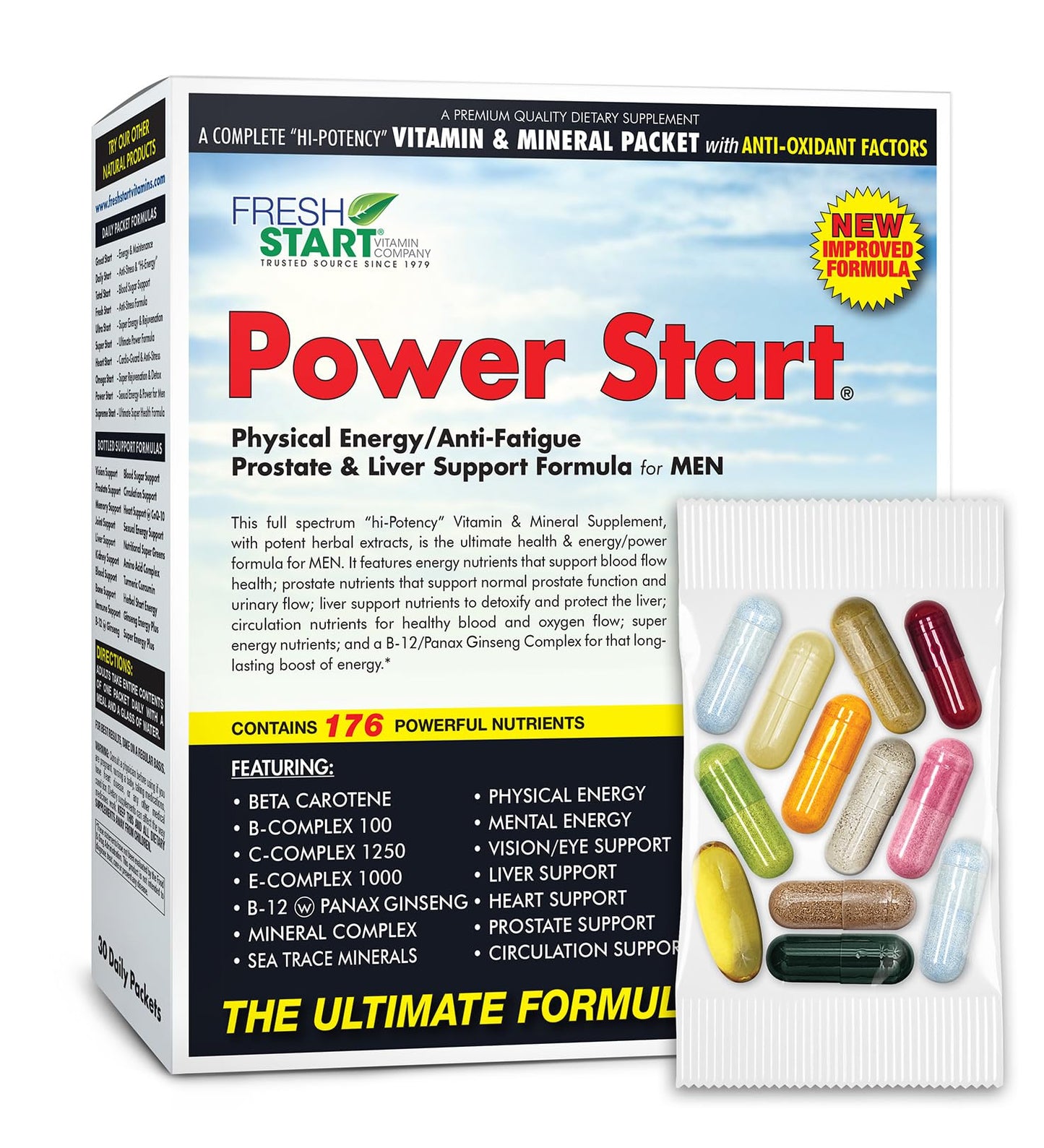 Fresh Start Power Start All-in-One Men's Daily Vitamin Pack Capsules 30 Count