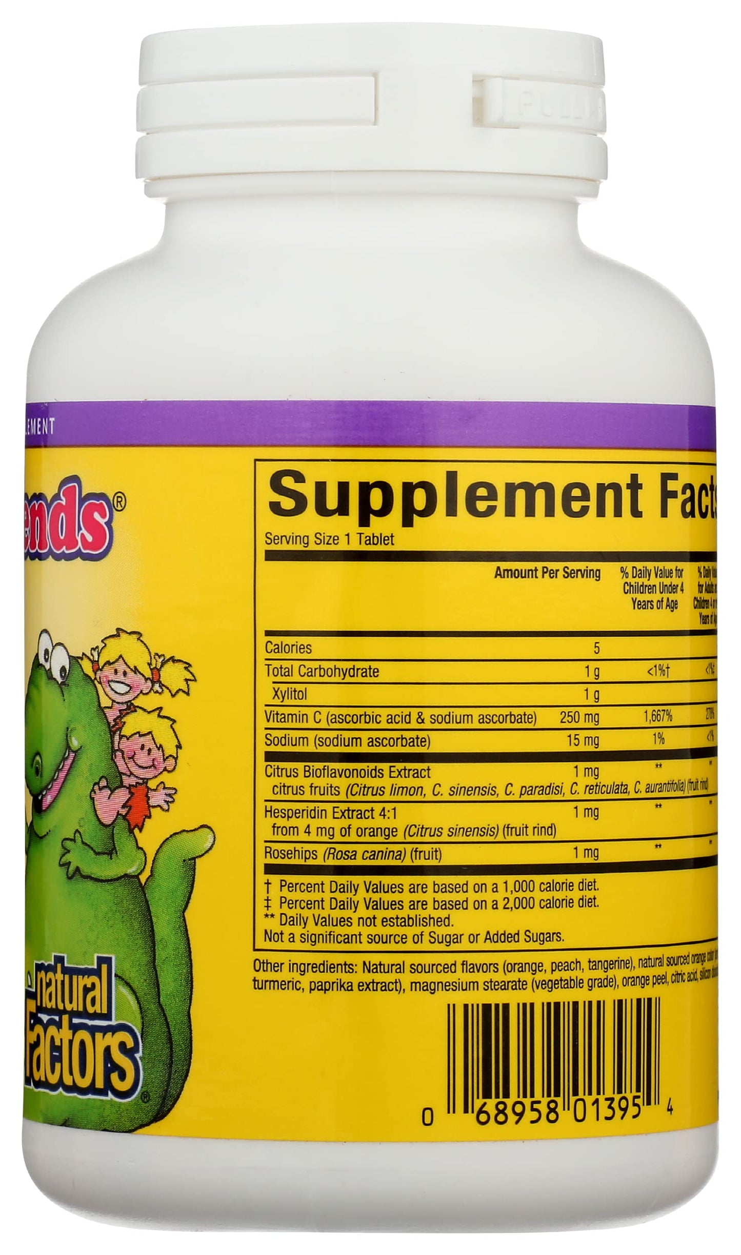 Natural Factors BigFriends Vitamin C 250 mg Tablet, 90 Count