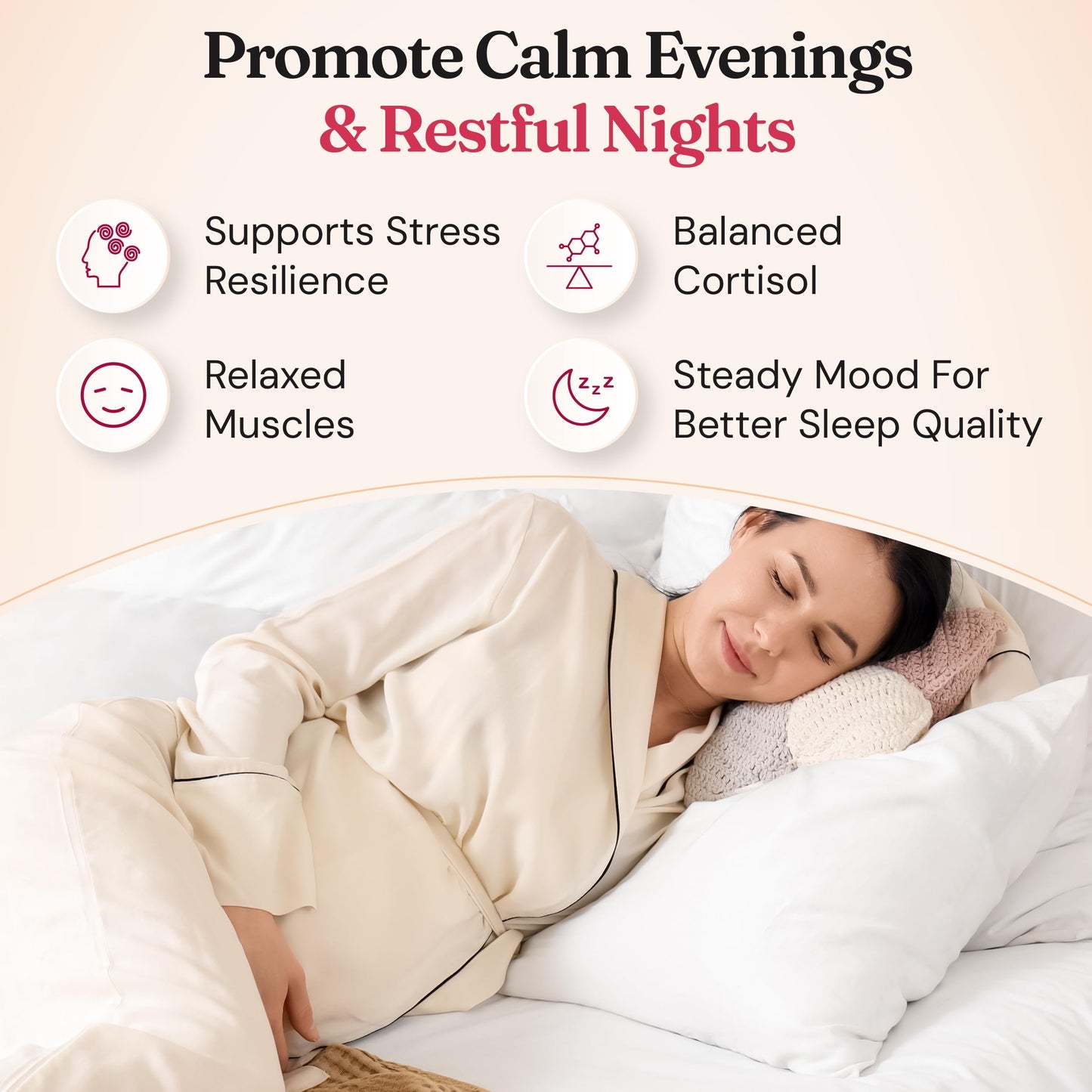 Nourished Natural Health Calm + Sleep – Relaxation & Melatonin-Free Sleep Supplement for Women, Cortisol Support with Ashwagandha, L-Theanine, Magnesium & Valerian Root – Vegan & Non-GMO, 180 Capsules