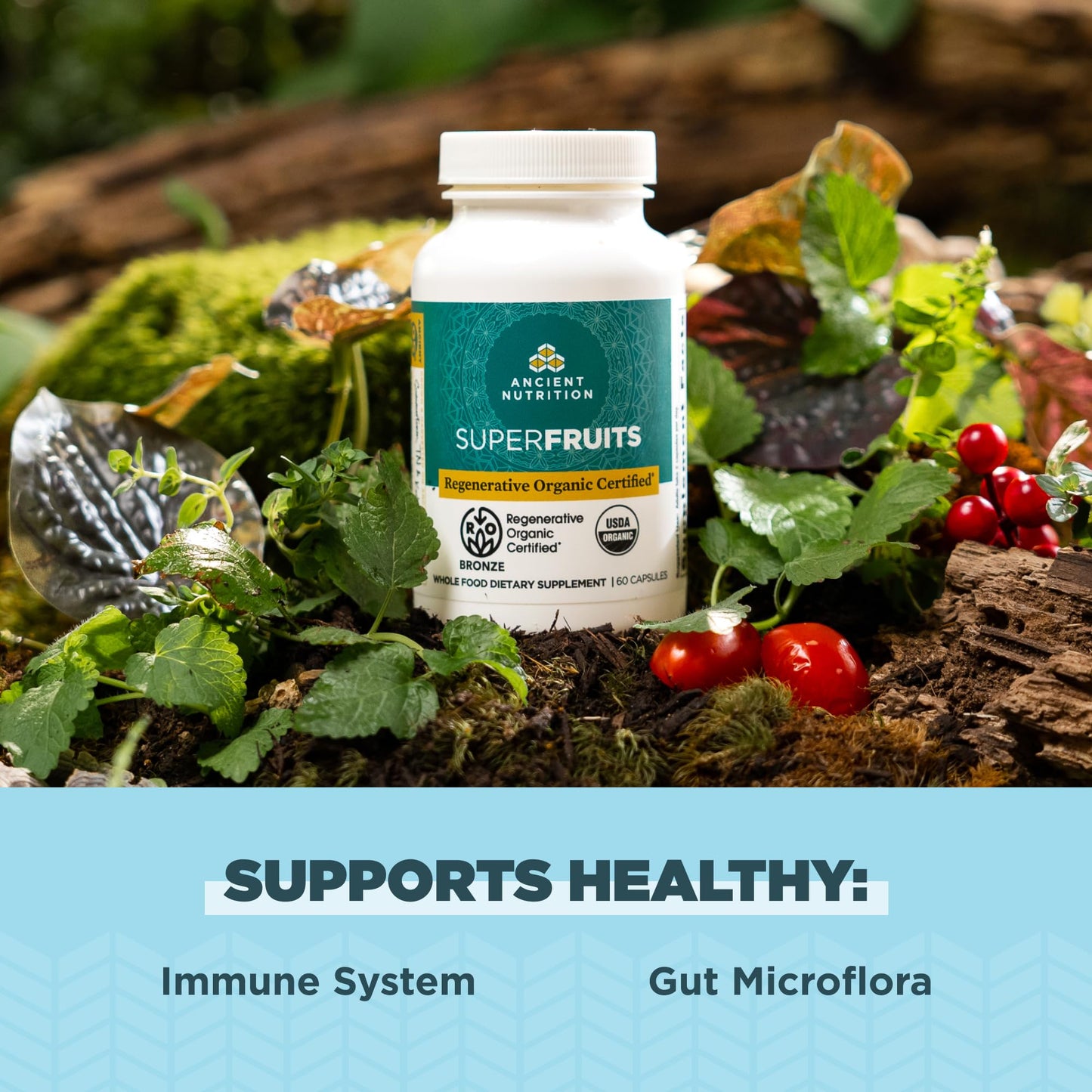 Ancient Nutrition Regenerative Organic Certified SuperFruits Capsules, 60 Count