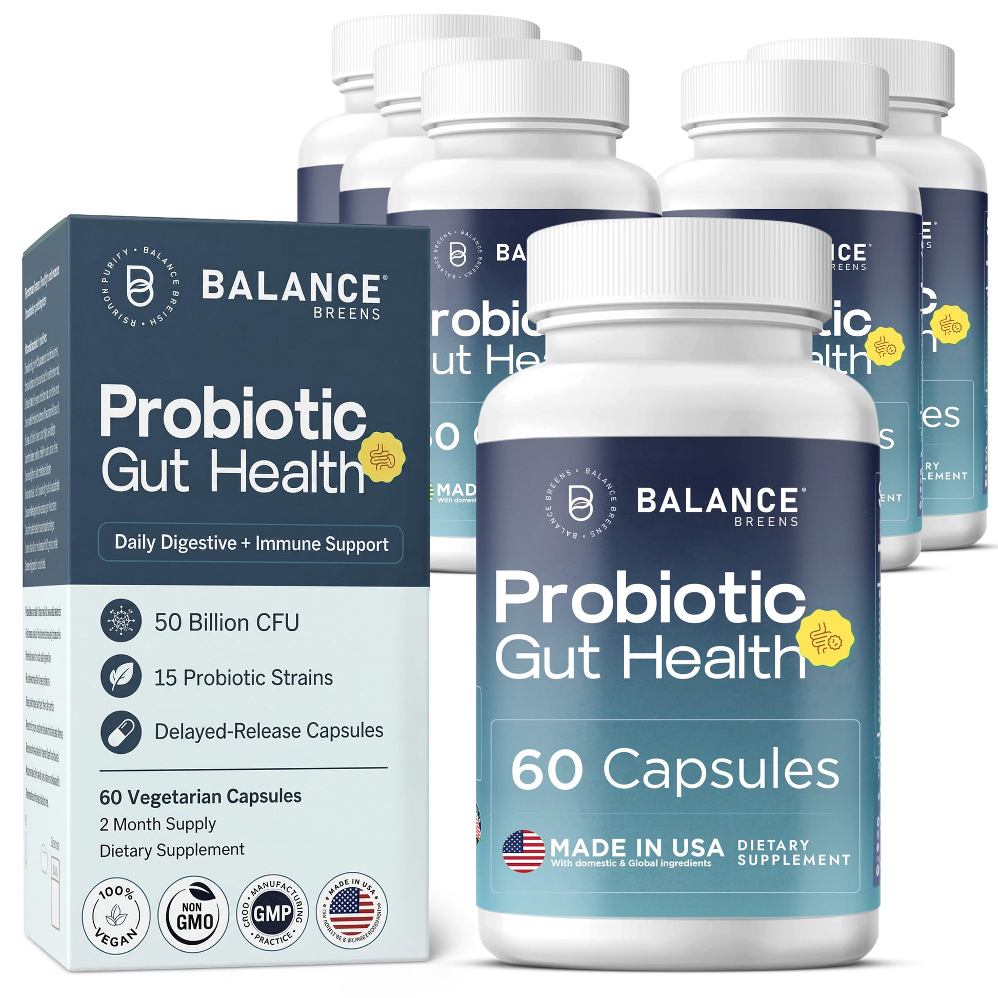 Balancebreens Probiotic Supplement 50 Billion CFU - 15 Strains, 360 Capsules