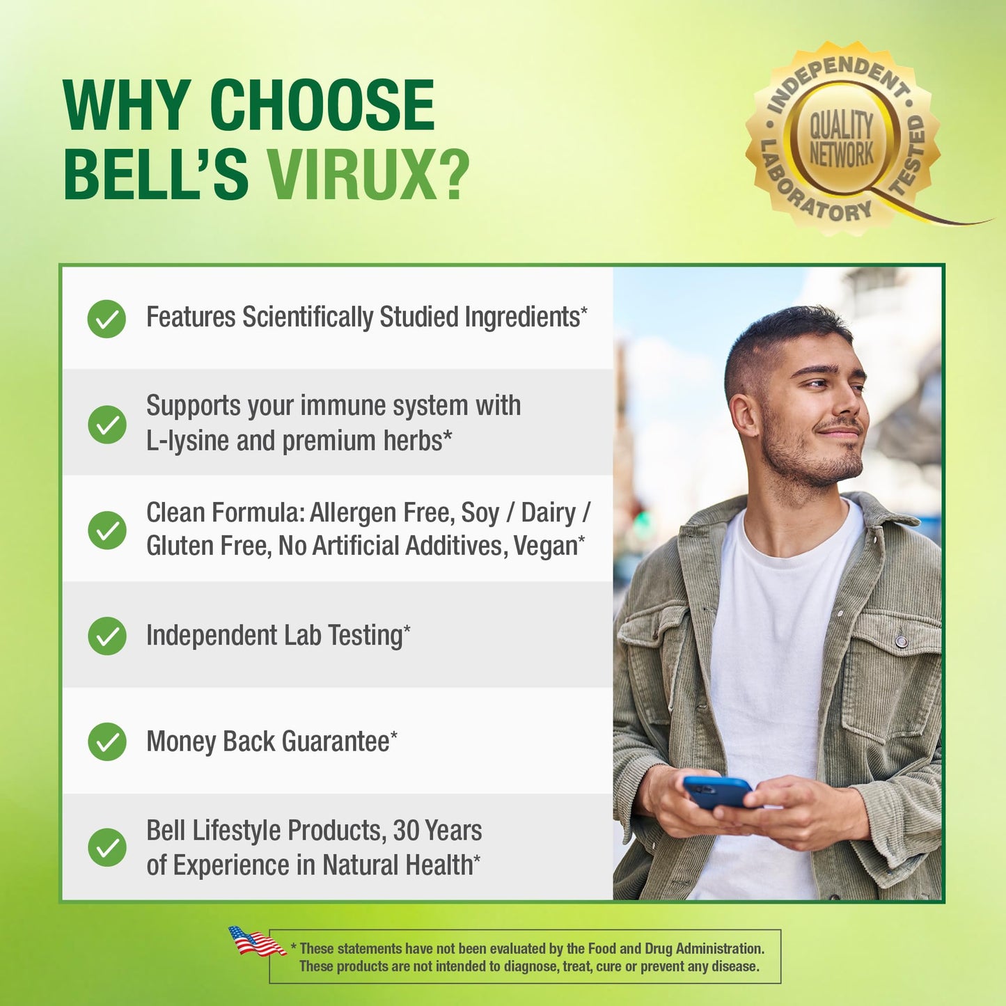 Bell Virux L-Lysine & Red Marine Algae Immune Support Capsule 60 Count