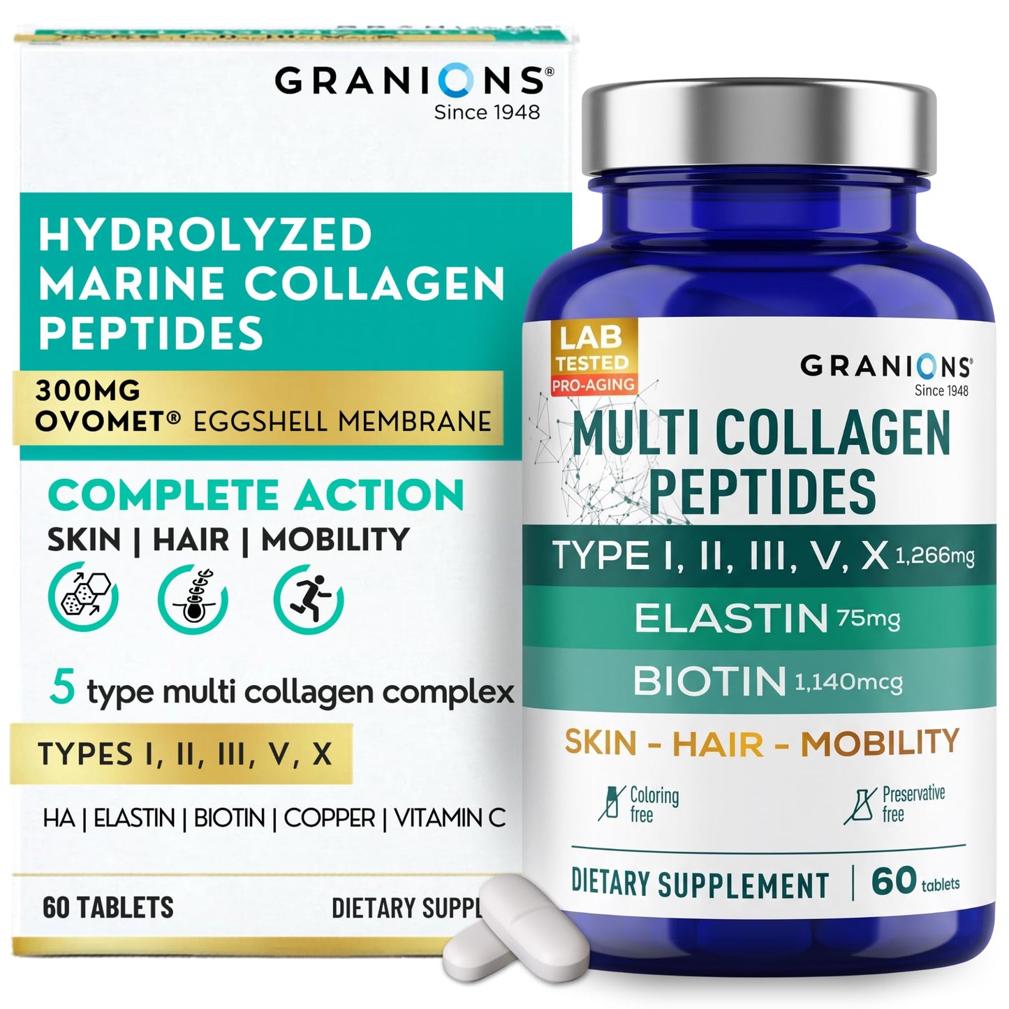 Granions Hydrolyzed Multi Collagen Peptides Tablet, 30 Count