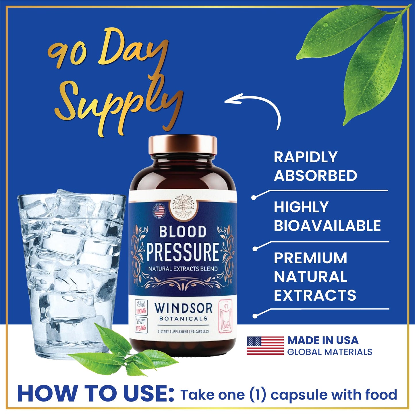 WINDSOR BOTANICALS Blood Pressure Support Capsule 90 Count
