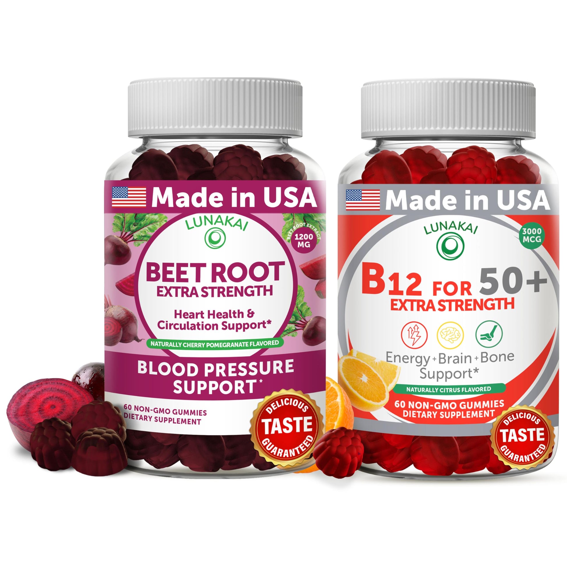 Lunakai Beet Root and Vitamin B12 Gummies, 120