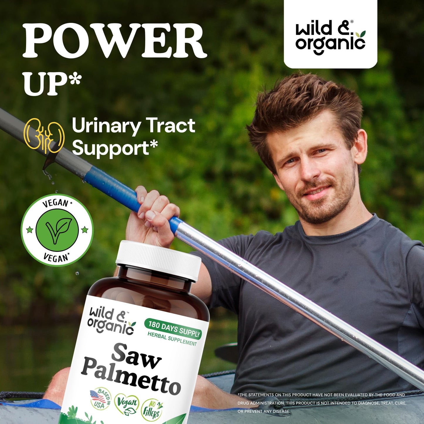 Wild & Organic Saw Palmetto 500 mg Capsules, 180 Count