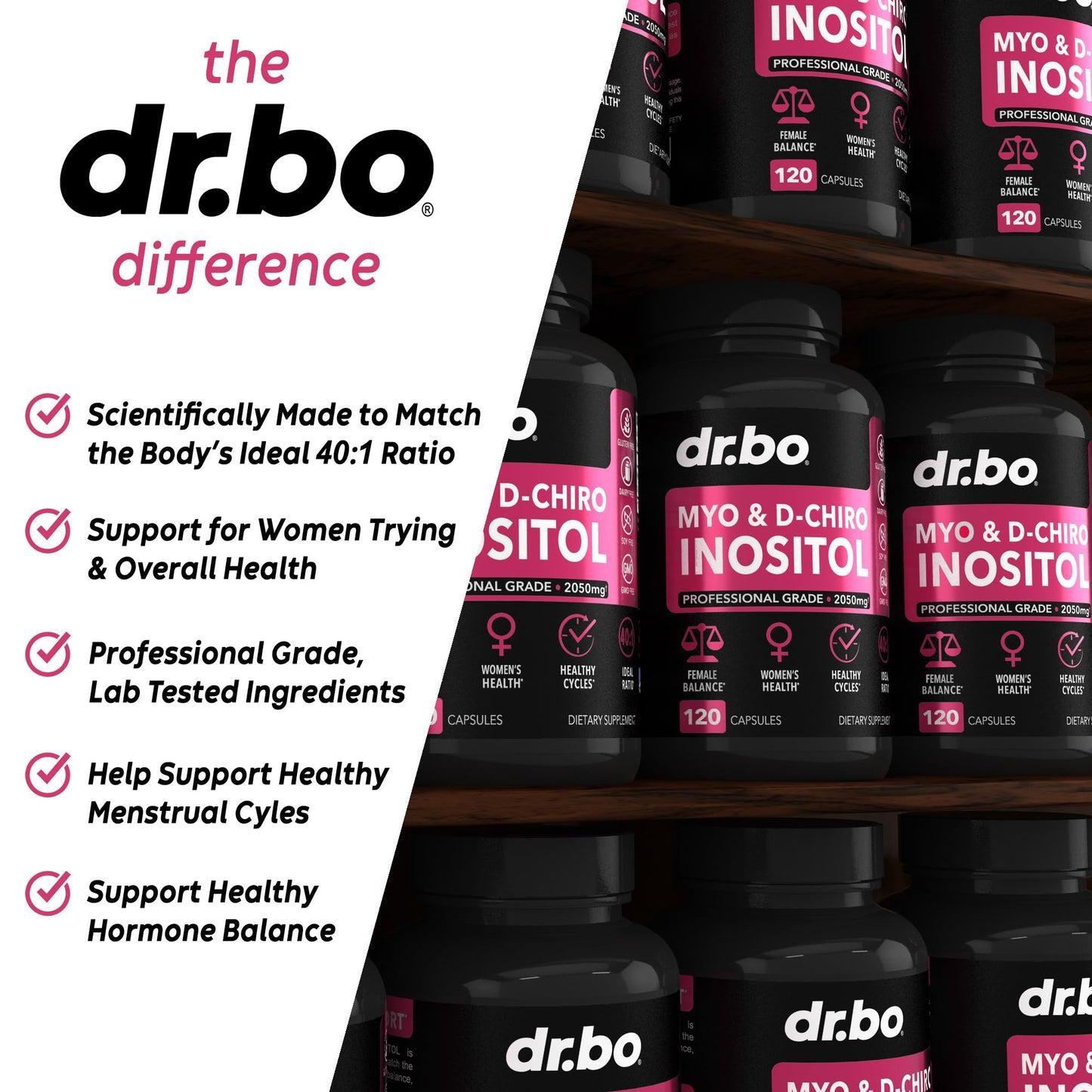 DR. BO Myo-Inositol & D-Chiro Inositol & Berberine Capsules, 180 Capsules