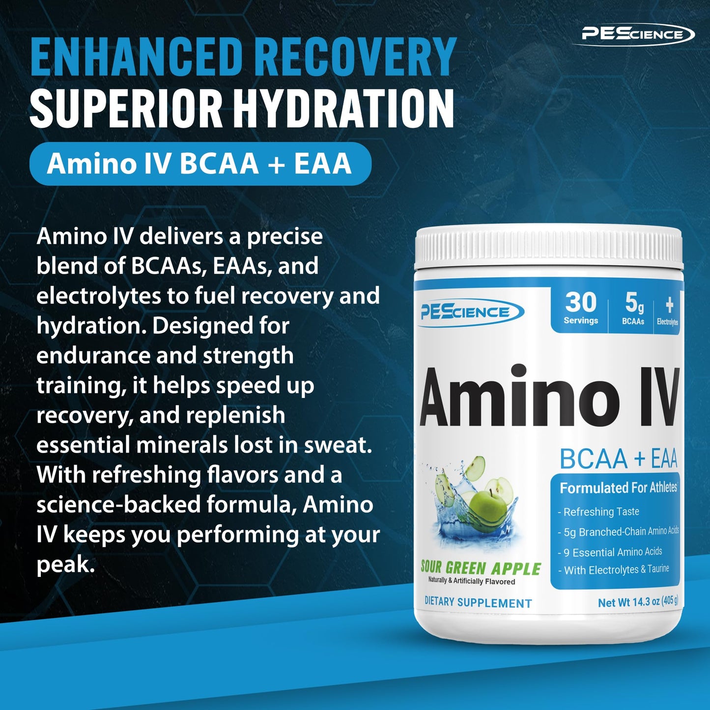 PEScience Amino IV BCAA & EAA Powder, 14.3 oz