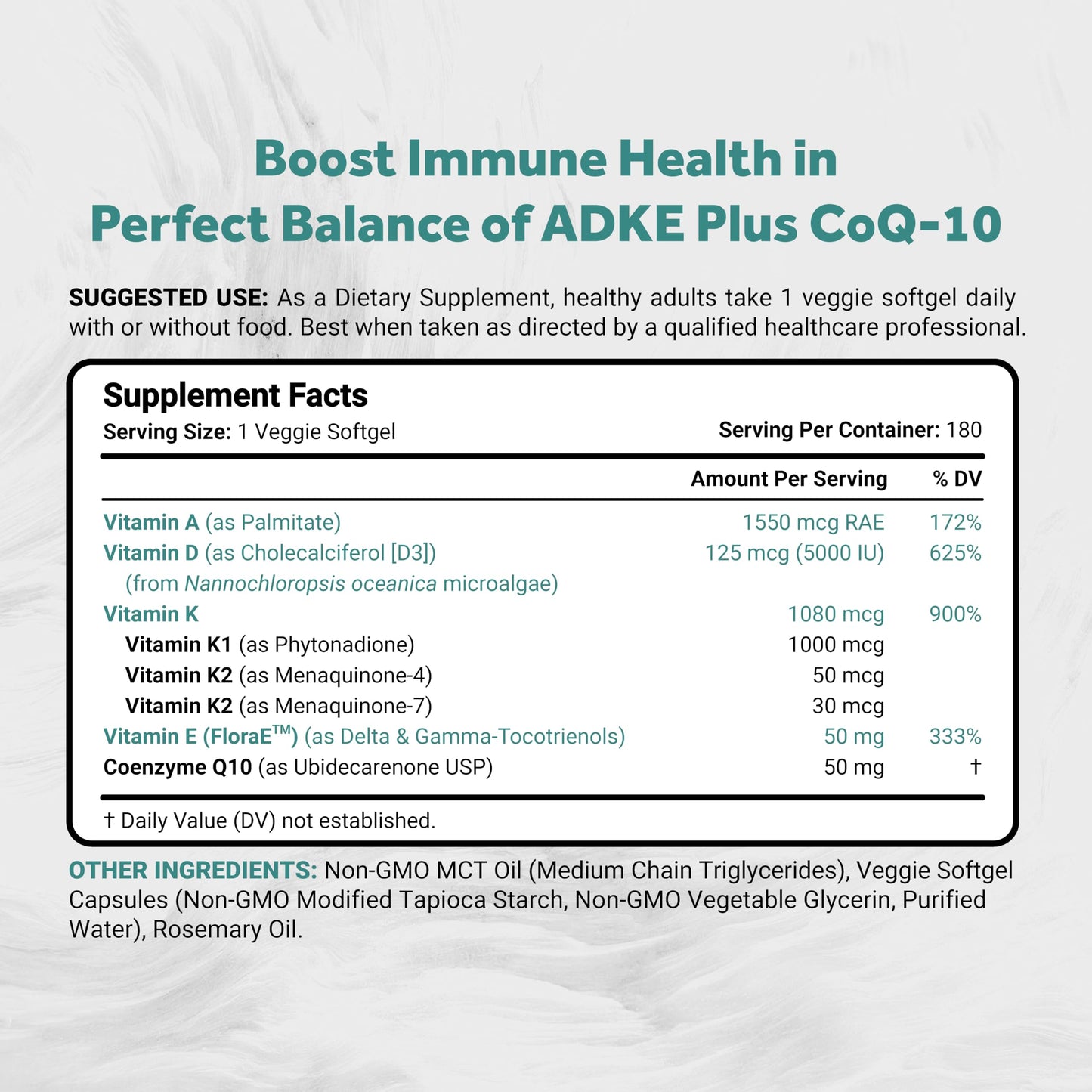 Naturalis Vegan Vitamin ADK Softgels 180 Count