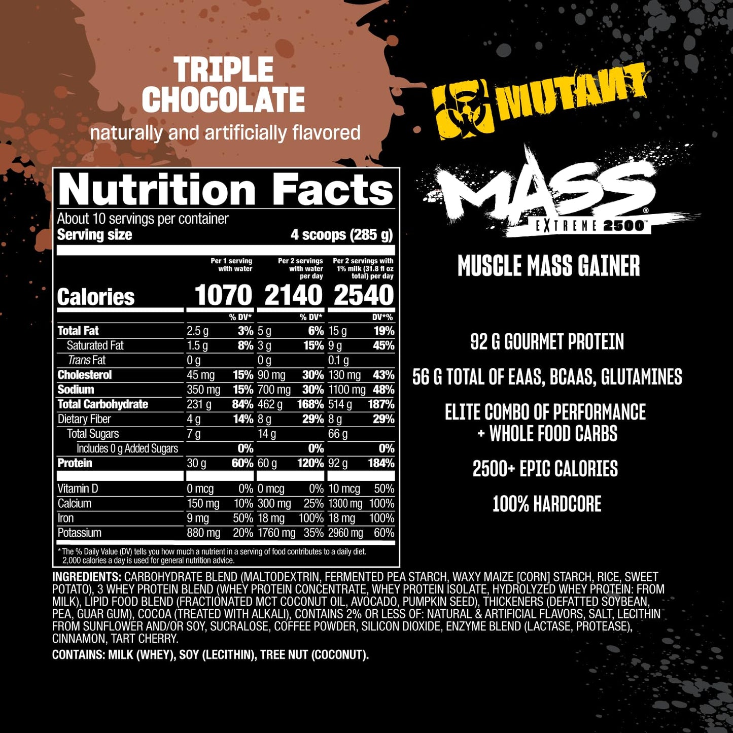 Mutant Mass Extreme 2500 Whey Protein Powder, 96 Servings