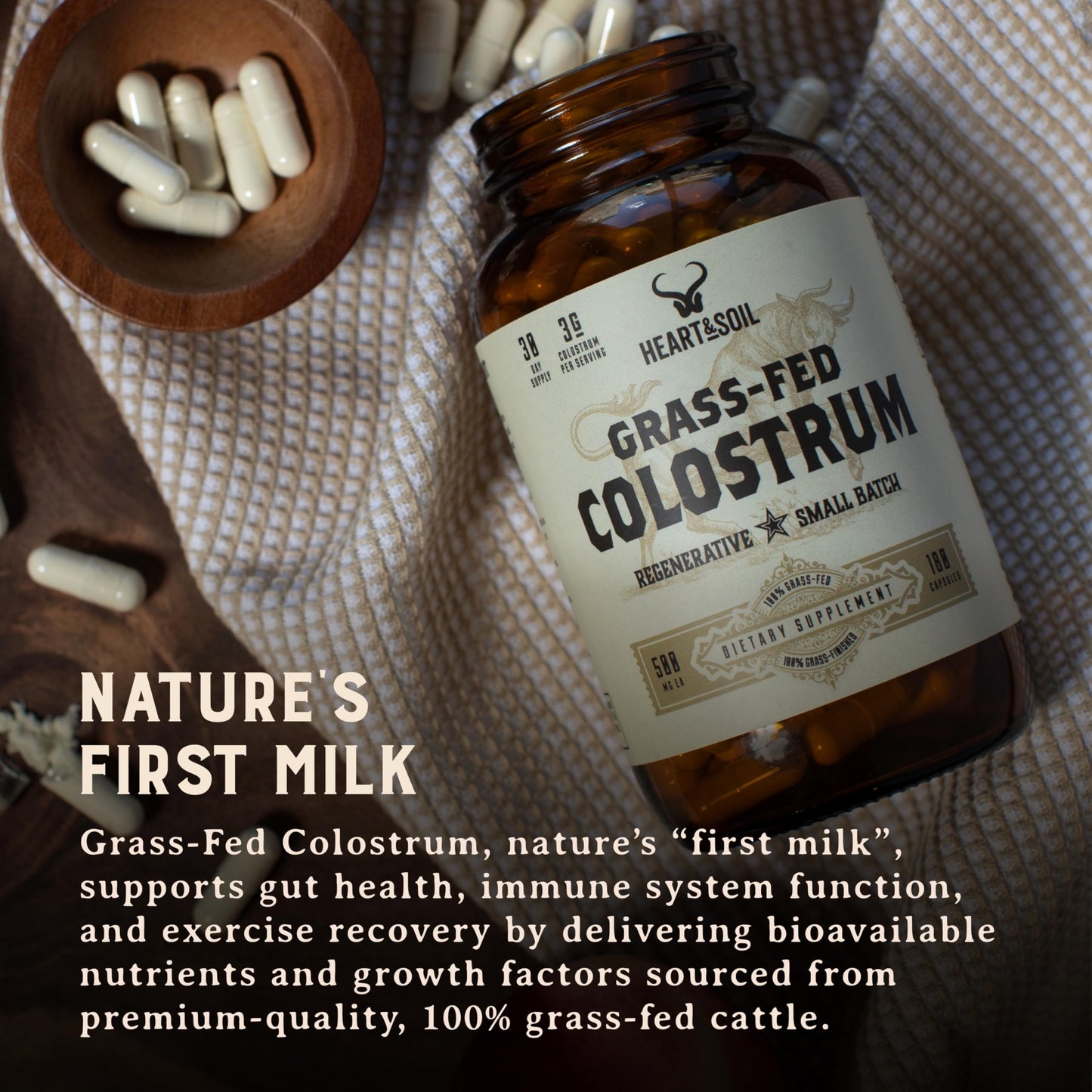 HEART & SOIL Colostrum Supplement Capsule, 180 Count