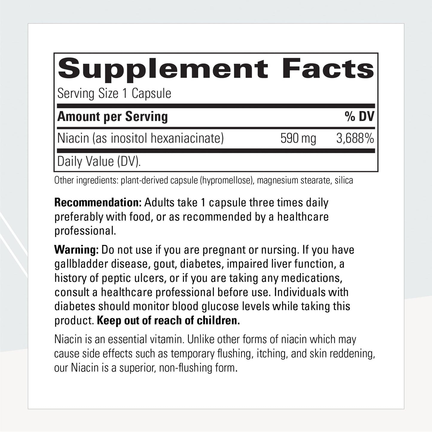 Integrative Therapeutics Flush-Free Niacin Capsules, 60 Count