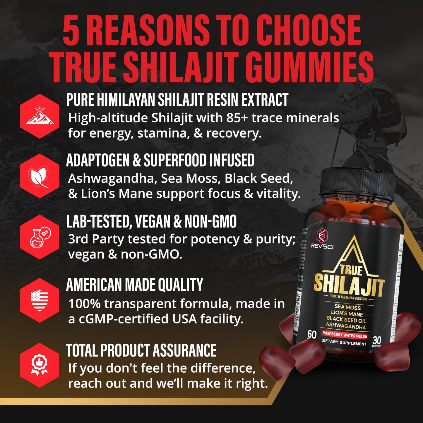 Revolution Science Himalayan Natural Shilajit for Men Gummies 60 Count