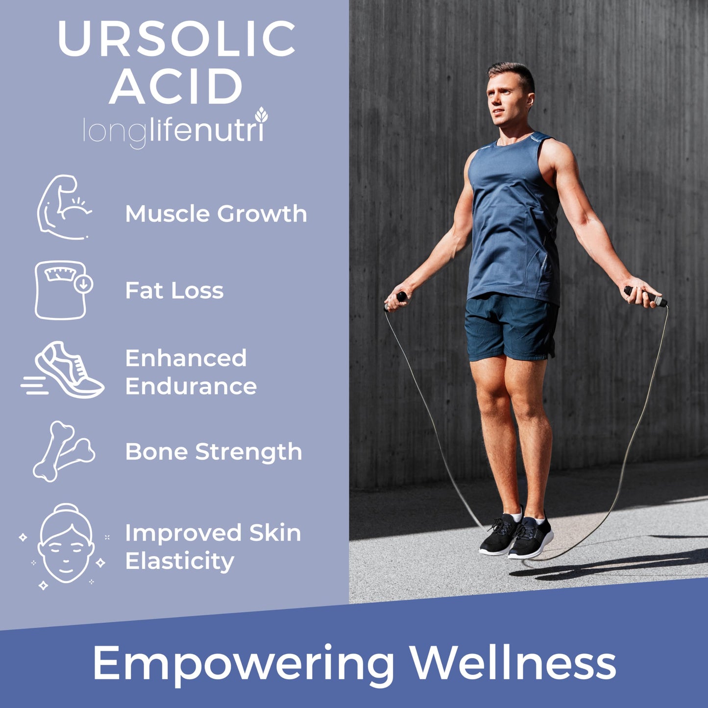 LongLifeNutri Ursolic Acid 300mg - Sourced from Rosemary Leaf Extract, 180 Capsules
