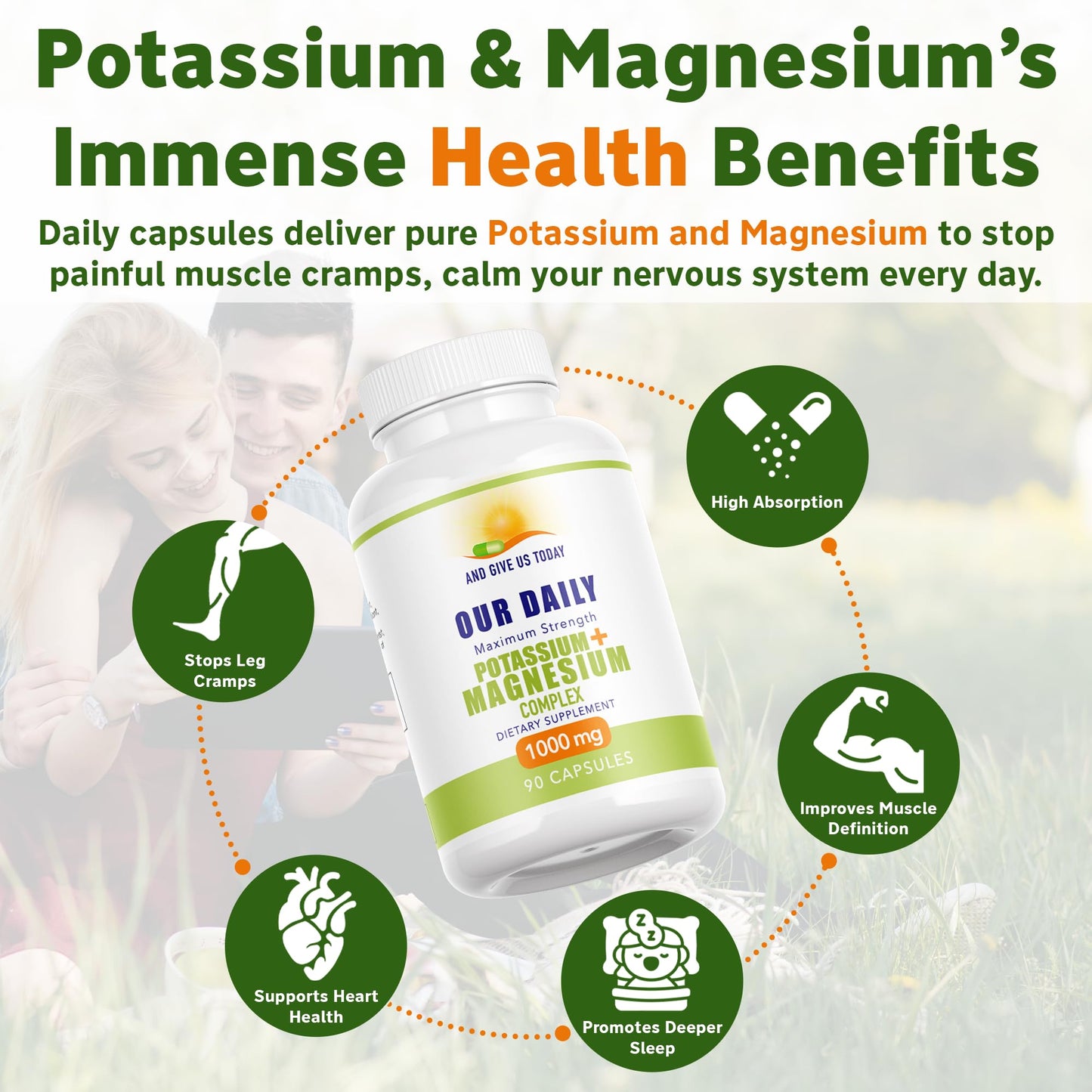 AND GIVE US TODAY OUR DAILY Daily Vites Potassium Magnesium Supplement 1000mg – Potassium 500mg & Magnesium 500mg – Magnesium Aspartate, Glycinate, Oxide, Gluconate & Citrate – Muscle, Heart & Electrolyte Support Capsules 90 Count