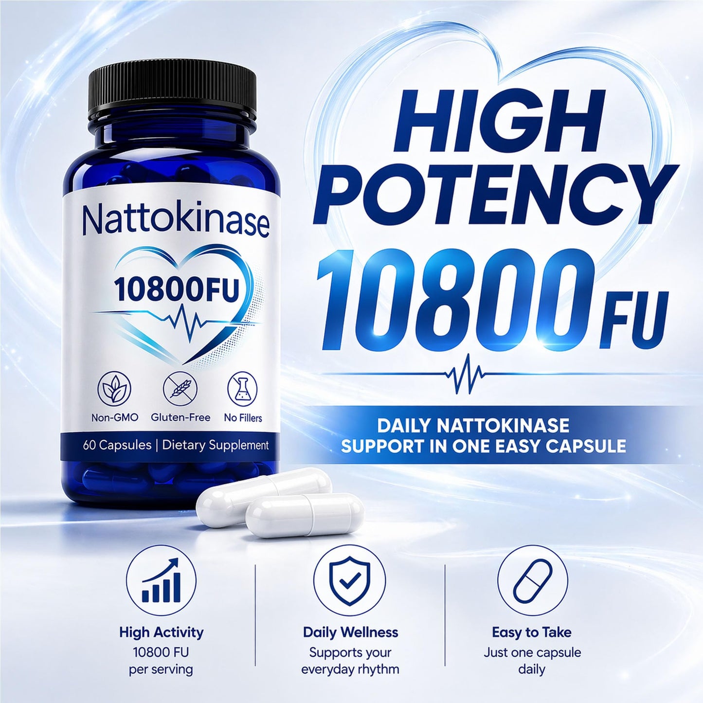 VOSETOKELA Nattokinase 10800 FU Capsules, 60 Capsules