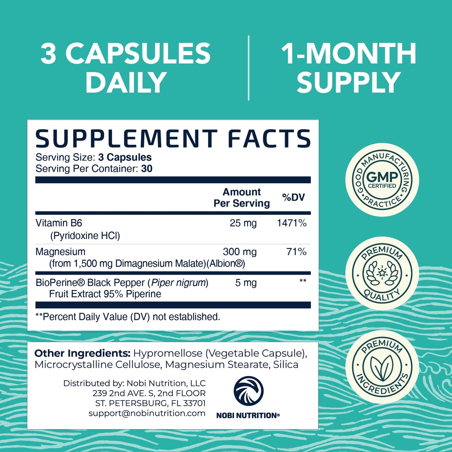 Nobi Nutrition Magnesium Malate 1500MG Capsules, 90 Count