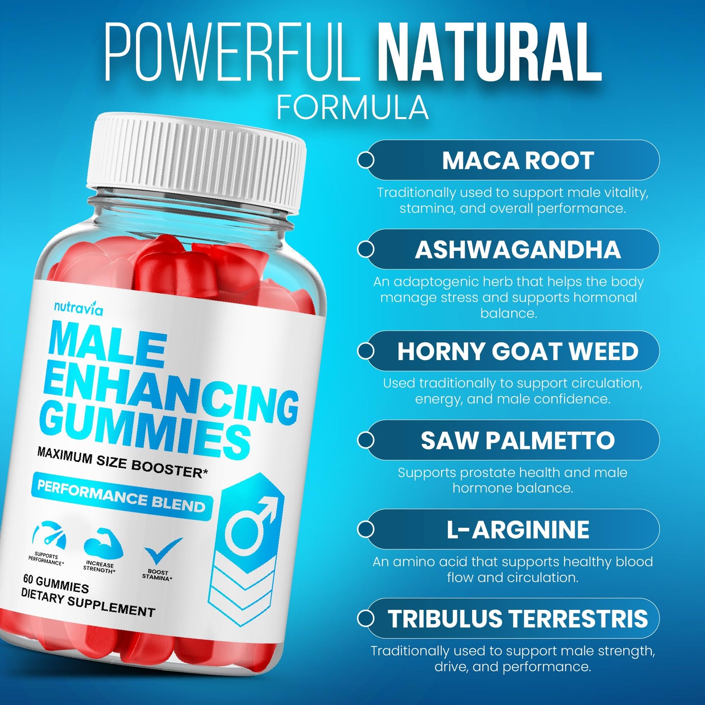 Nutravia Male Enhancing Supplement Gummies Gummy 60 Count