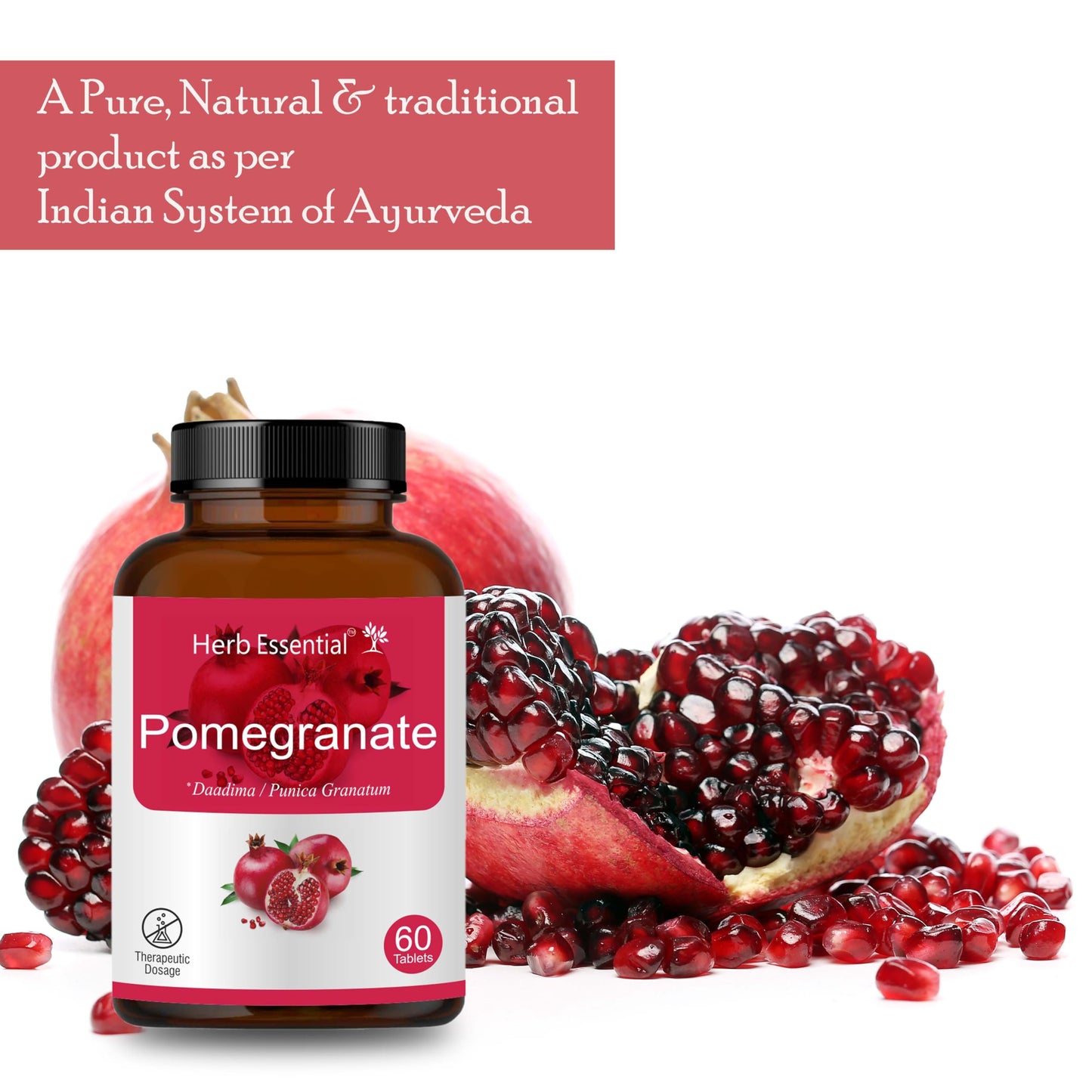 Herb Essential Pomegranate Extract 500mg Tablets, 60 Count
