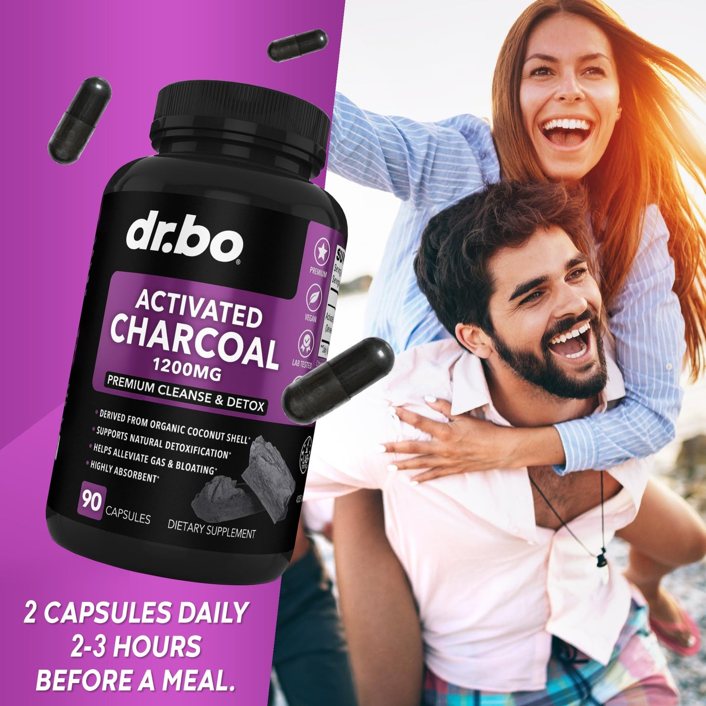 DR. BO Activated Charcoal Capsules 90 Count