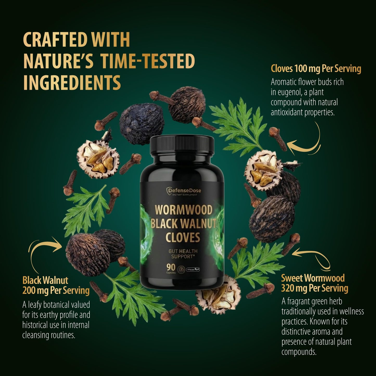 Defense Dose Wormwood Black Walnut Clove Cleanse Capsule 90 Count