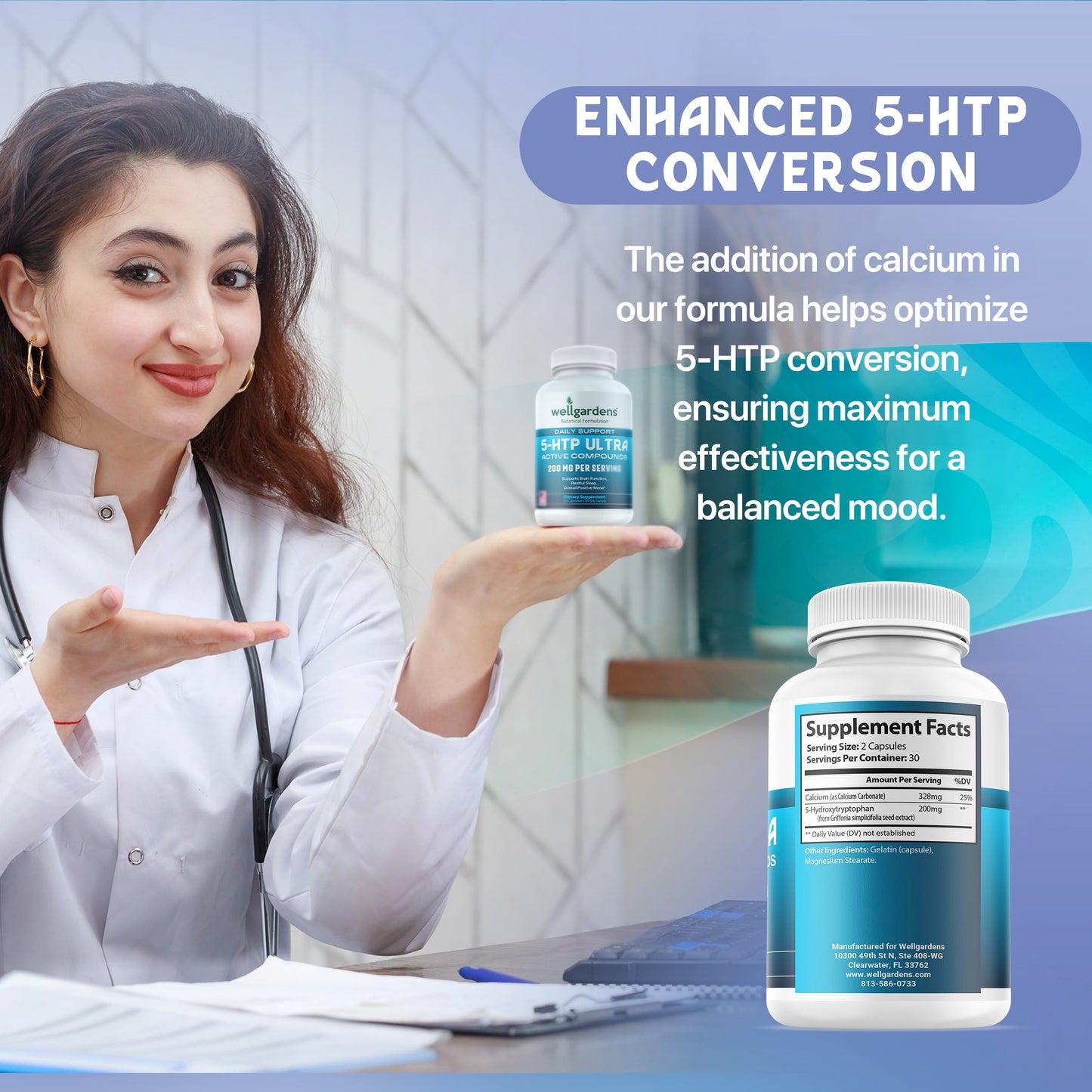 Wellgardens 5-HTP 200mg Capsules, 60 Count