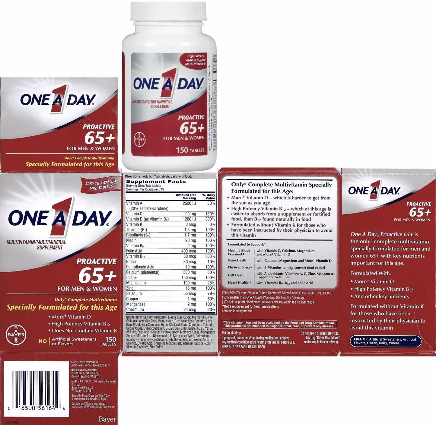 ONE A DAY Proactive 65+ Multivitamins Tablet, 150 Tablets