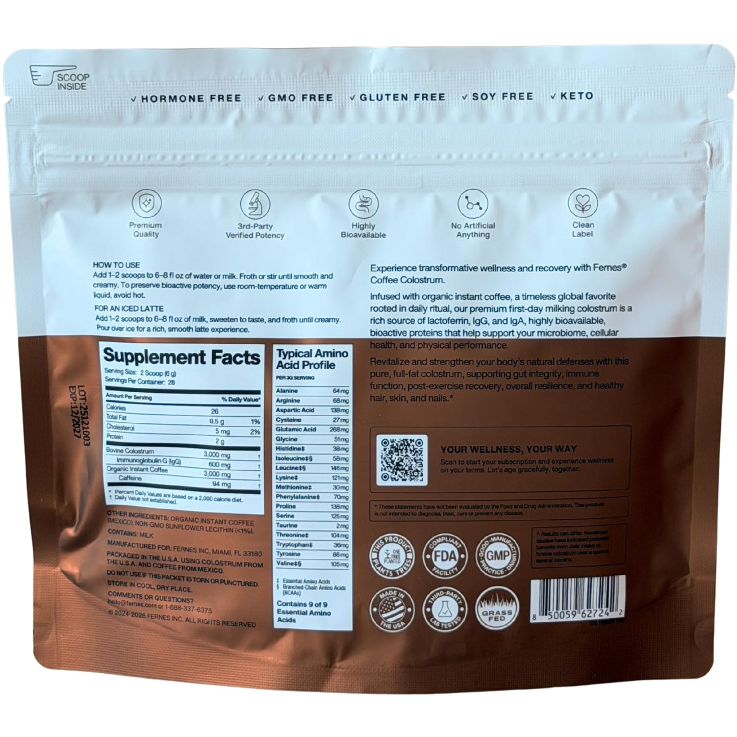 Fernes Coffee Colostrum Powder, 5.92 oz